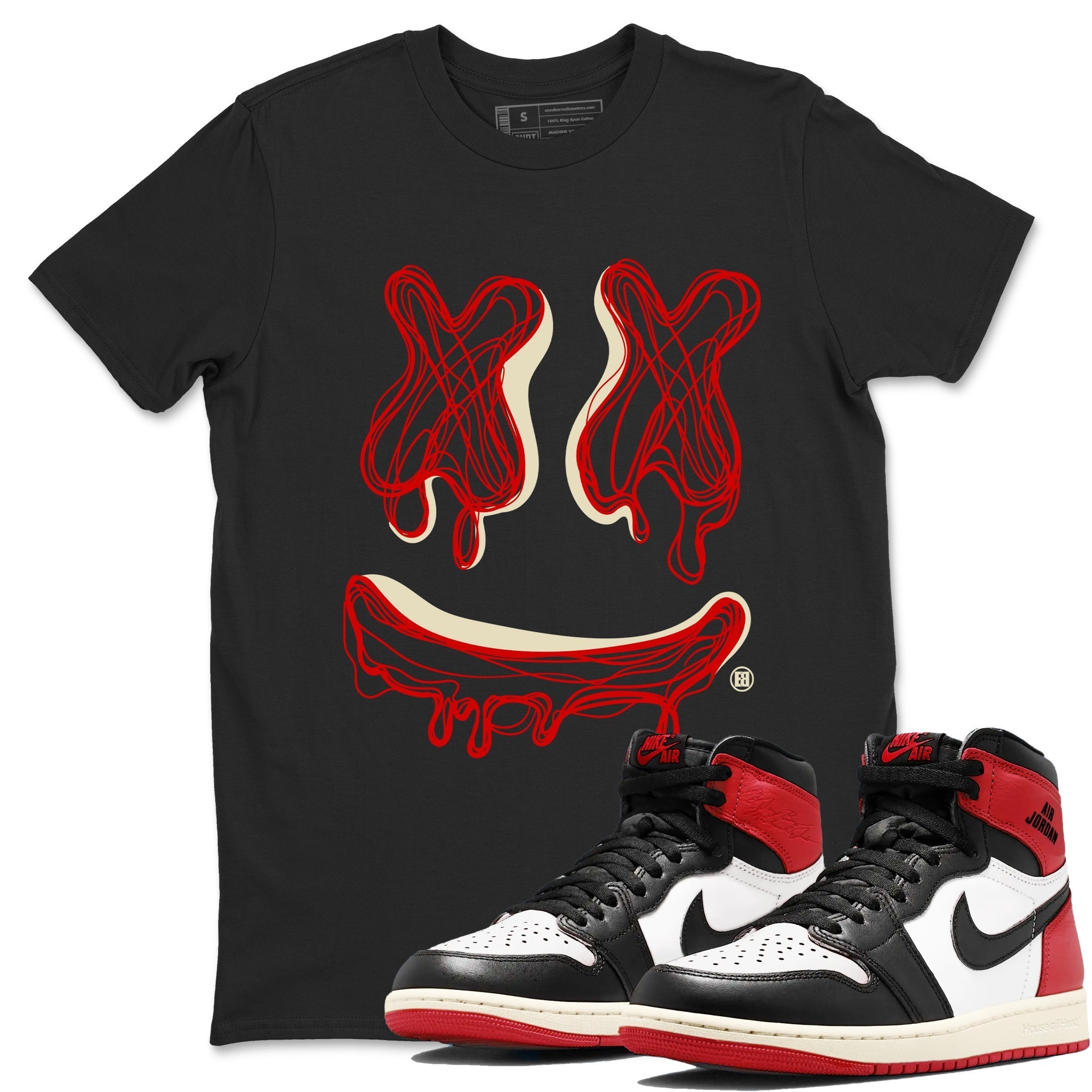 Smile Doodle snkmatch Tees - Air Jordan 1 Black Toe Reimagined