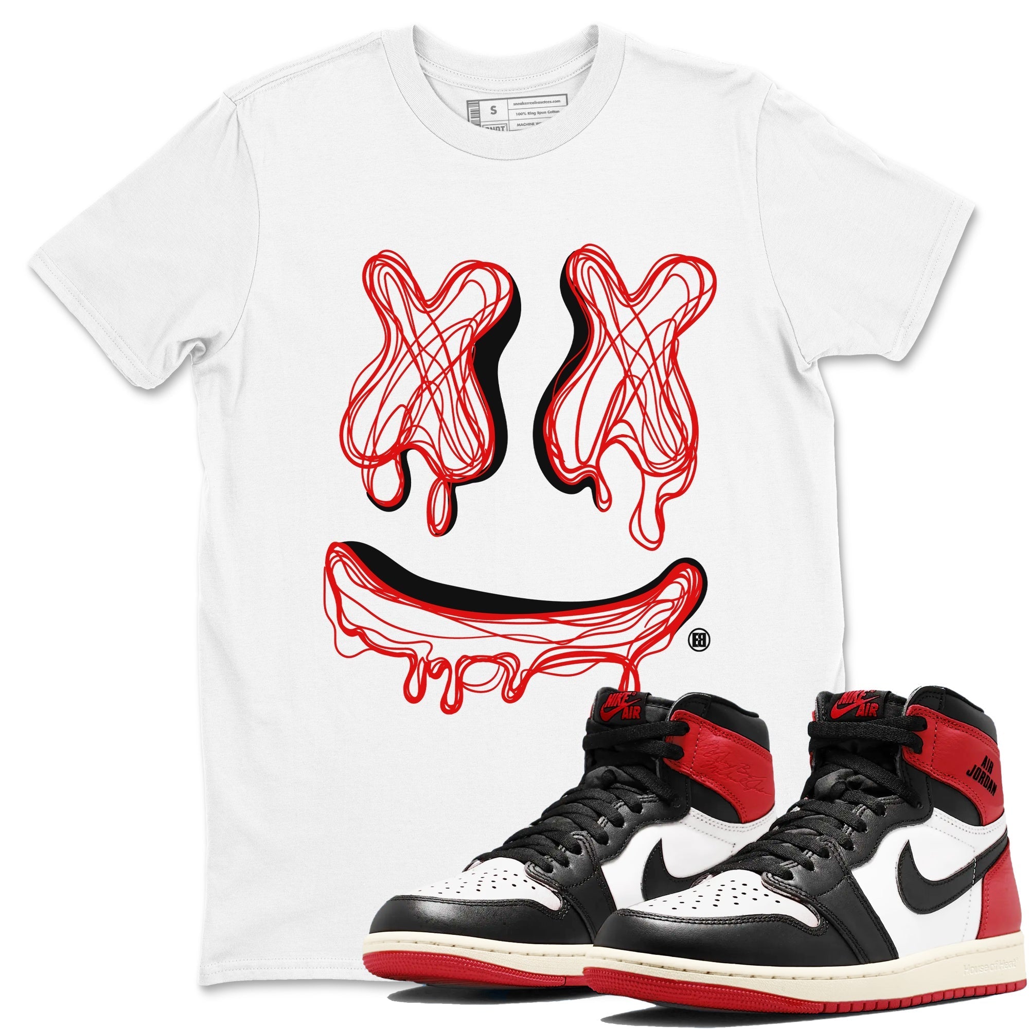 Smile Doodle snkmatch Tees - Air Jordan 1 Black Toe Reimagined