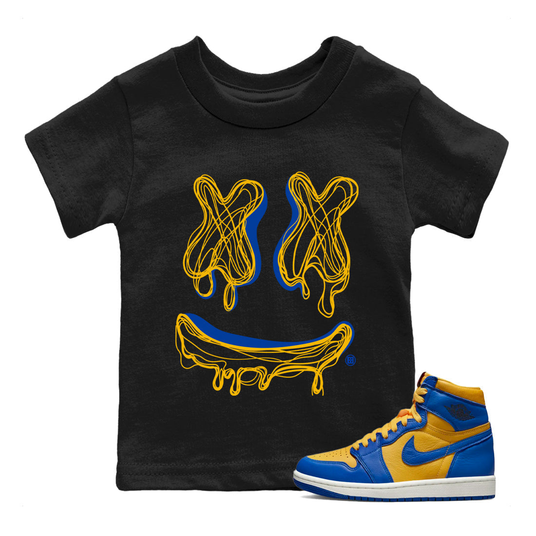 Smile Doodle snkmatch Tees Kids - Air Jordan 1 Game Royal Varsity Maize