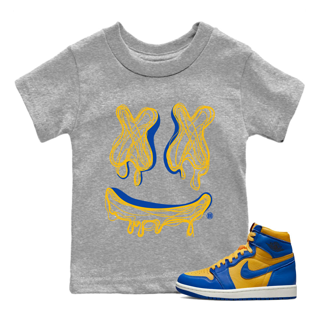 Smile Doodle snkmatch Tees Kids - Air Jordan 1 Game Royal Varsity Maize