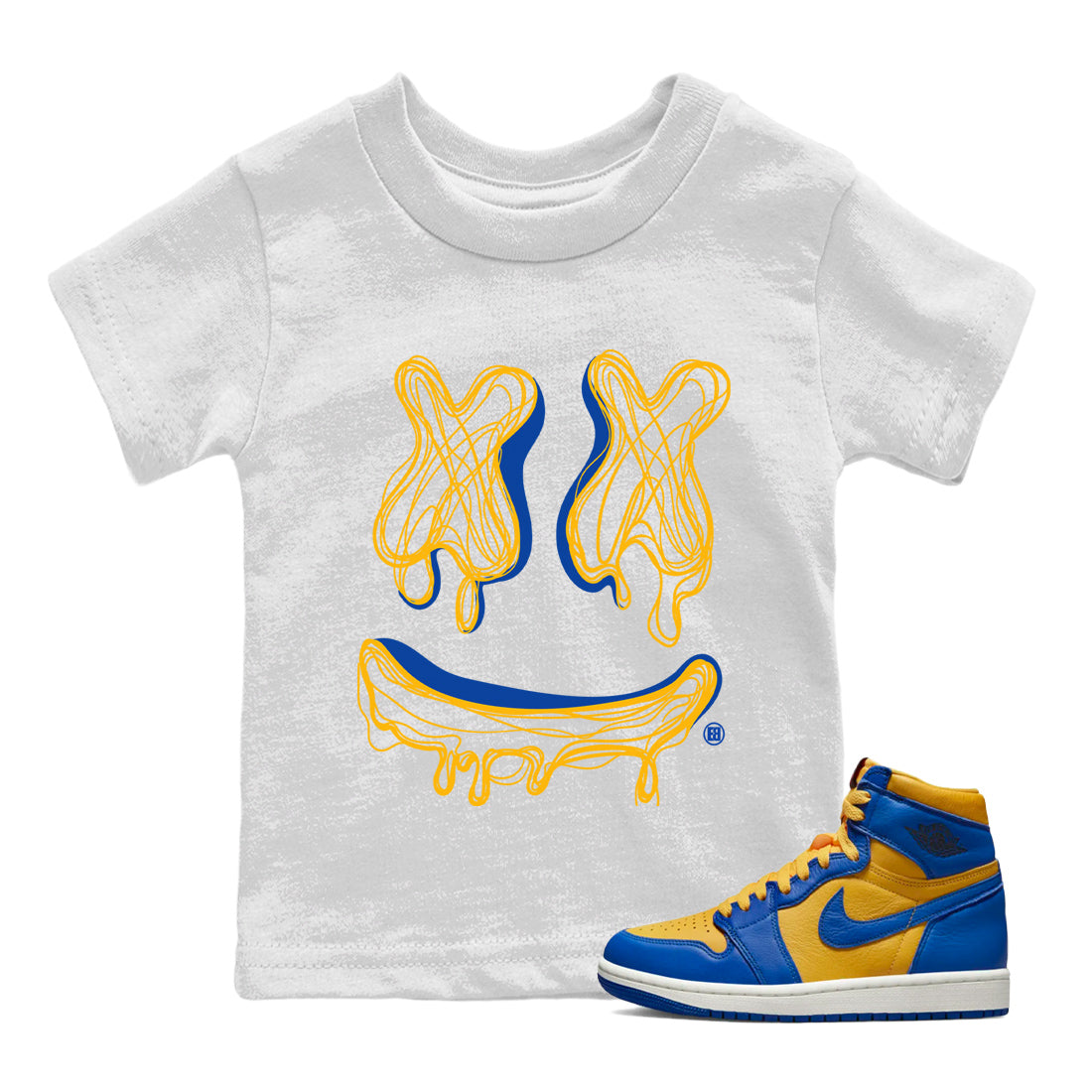 Smile Doodle snkmatch Tees Kids - Air Jordan 1 Game Royal Varsity Maize