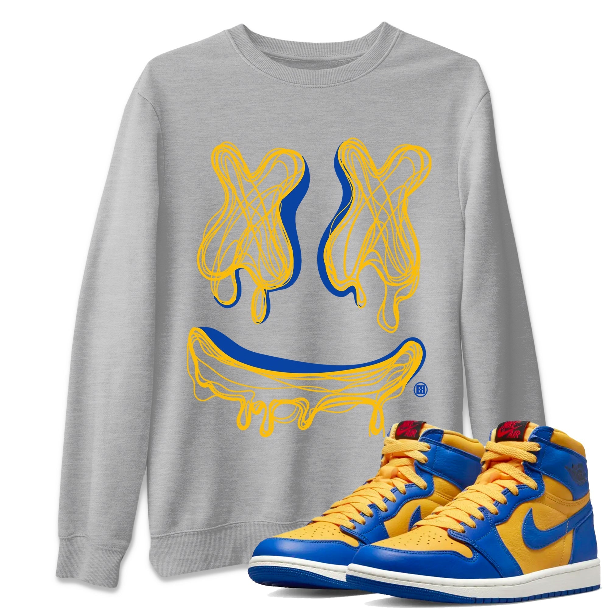 Smile Doodle snkmatch Tees - Air Jordan 1 Game Royal Varsity Maize