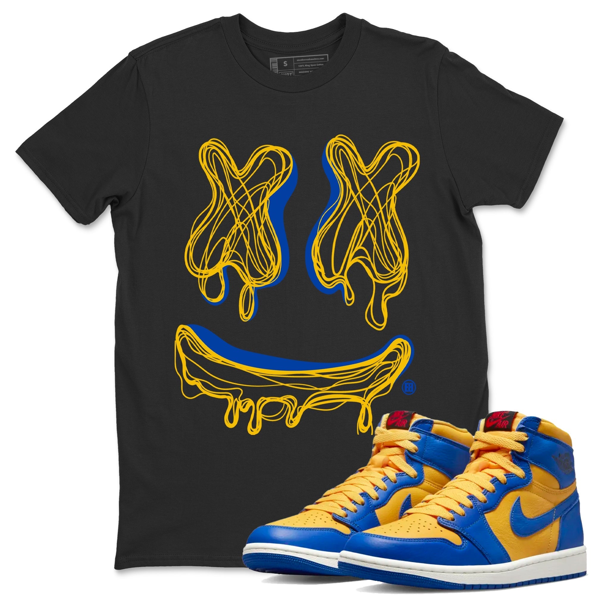 Smile Doodle snkmatch Tees - Air Jordan 1 Game Royal Varsity Maize