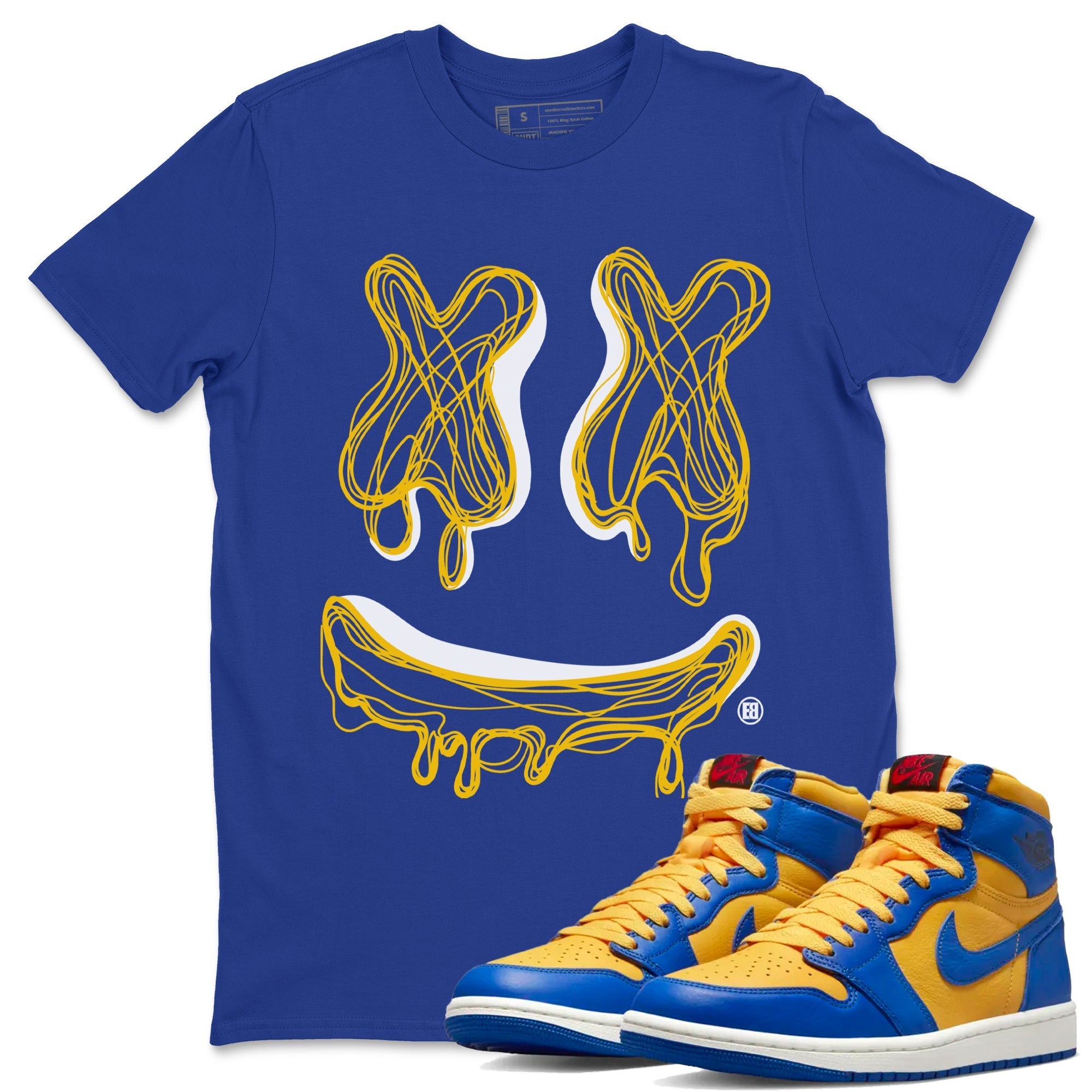 Smile Doodle snkmatch Tees - Air Jordan 1 Game Royal Varsity Maize