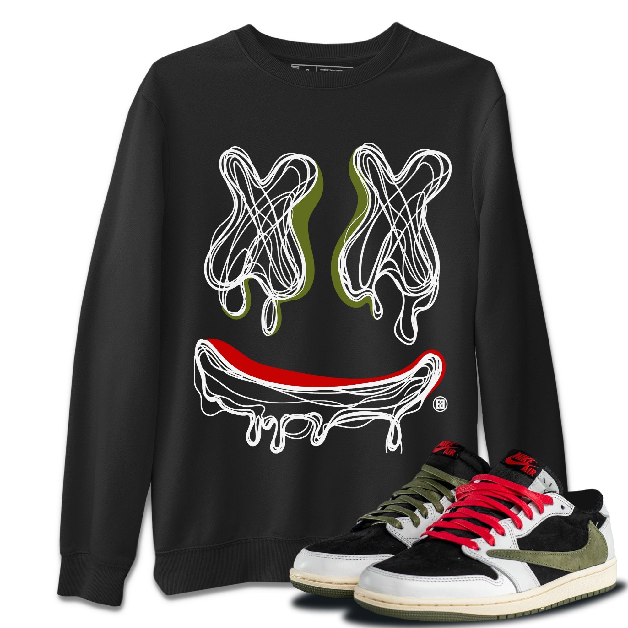 Smile Doodle snkmatch Tees - Air Jordan 1 Travis Scott Olive