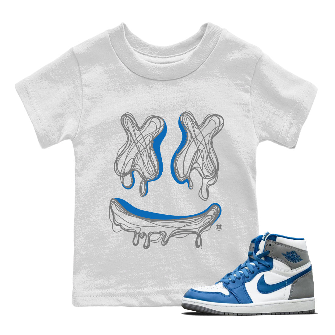 Smile Doodle snkmatch Tees Kids - Air Jordan 1 True Blue