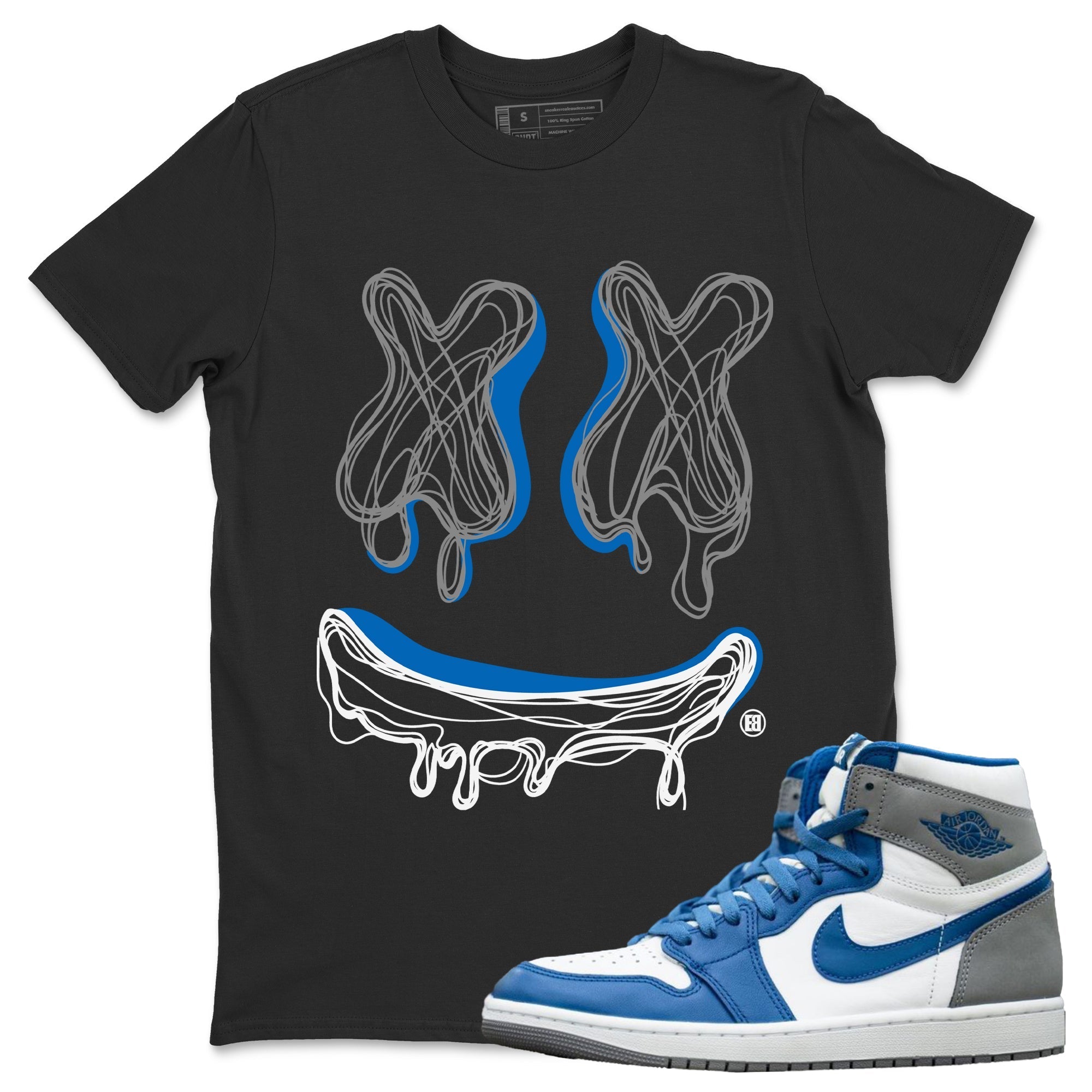 Smile Doodle snkmatch Tees - Air Jordan 1 True Blue