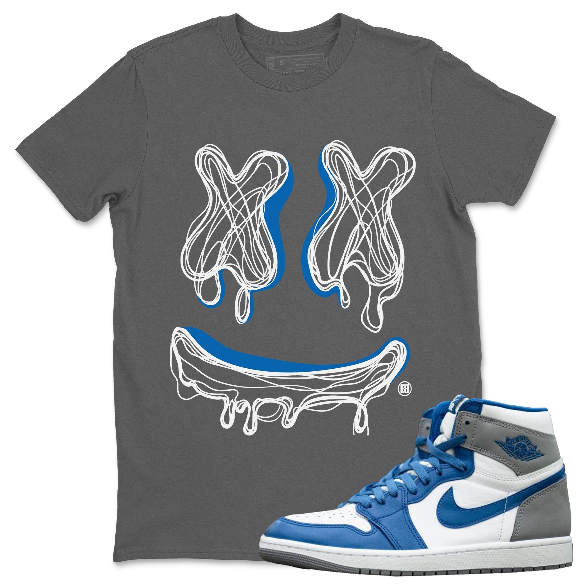 Smile Doodle snkmatch Tees - Air Jordan 1 True Blue