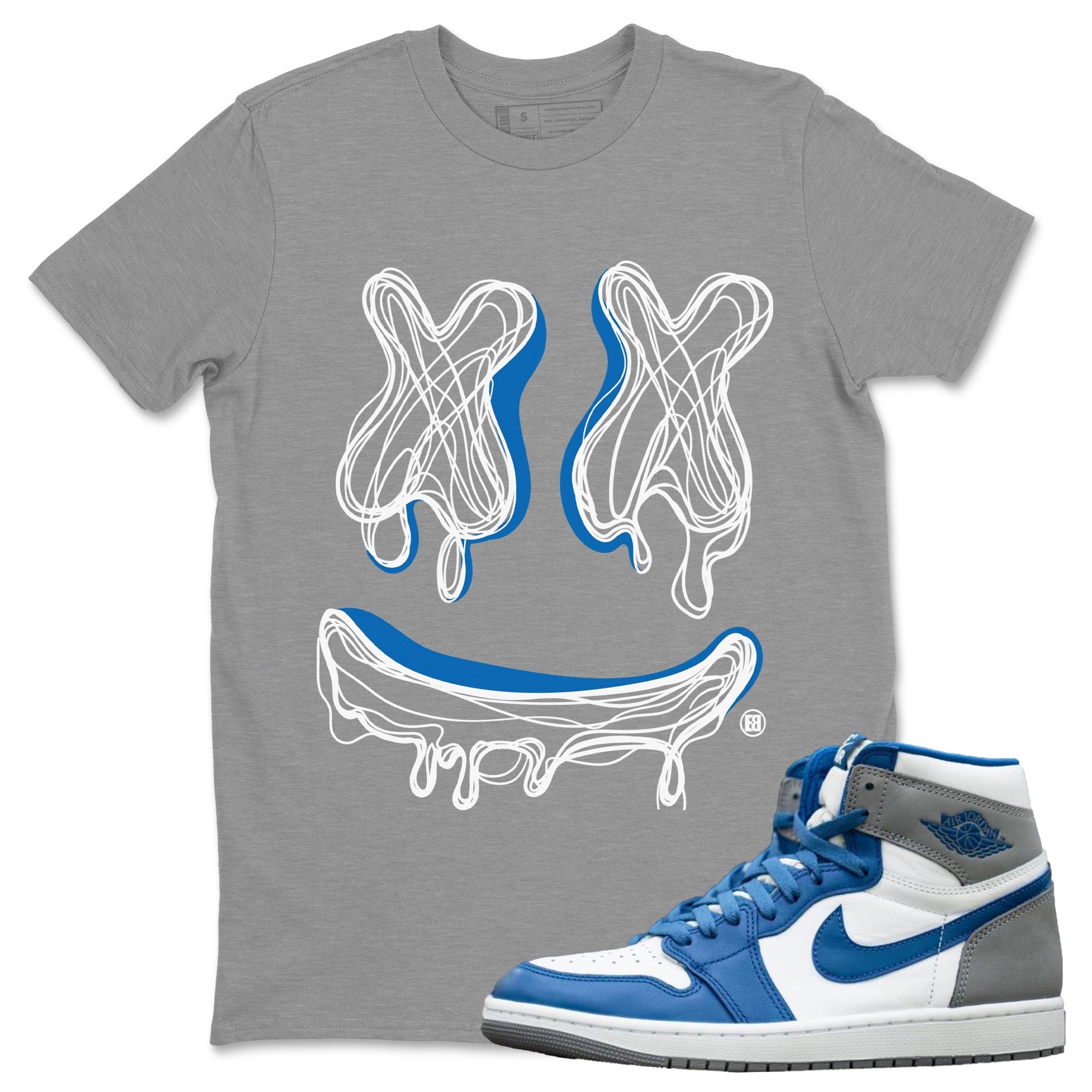 Smile Doodle snkmatch Tees - Air Jordan 1 True Blue