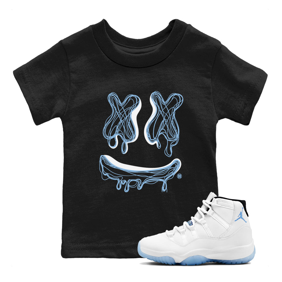 Smile Doodle snkmatch Tees Kids - Air Jordan 11 Retro Legend Blue