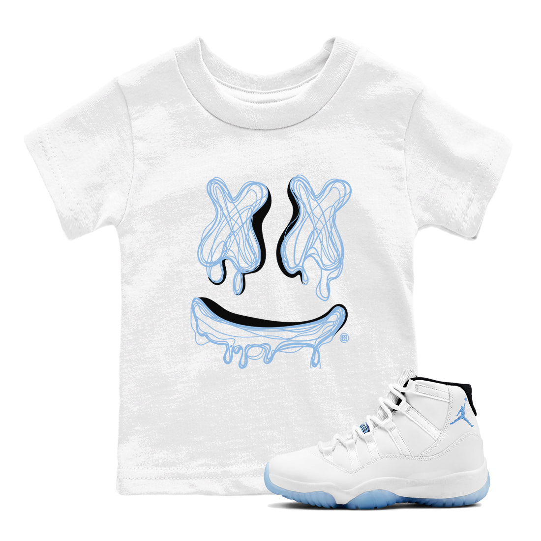Smile Doodle snkmatch Tees Kids - Air Jordan 11 Retro Legend Blue