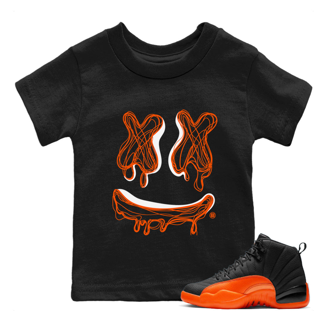 Smile Doodle snkmatch Tees Kids - Air Jordan 12 Brilliant Orange