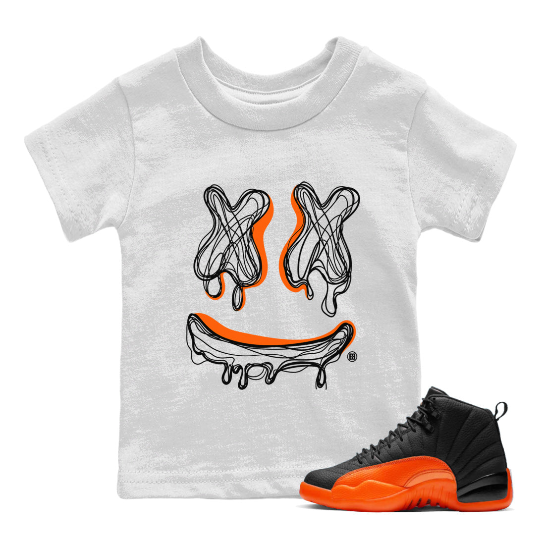 Smile Doodle snkmatch Tees Kids - Air Jordan 12 Brilliant Orange