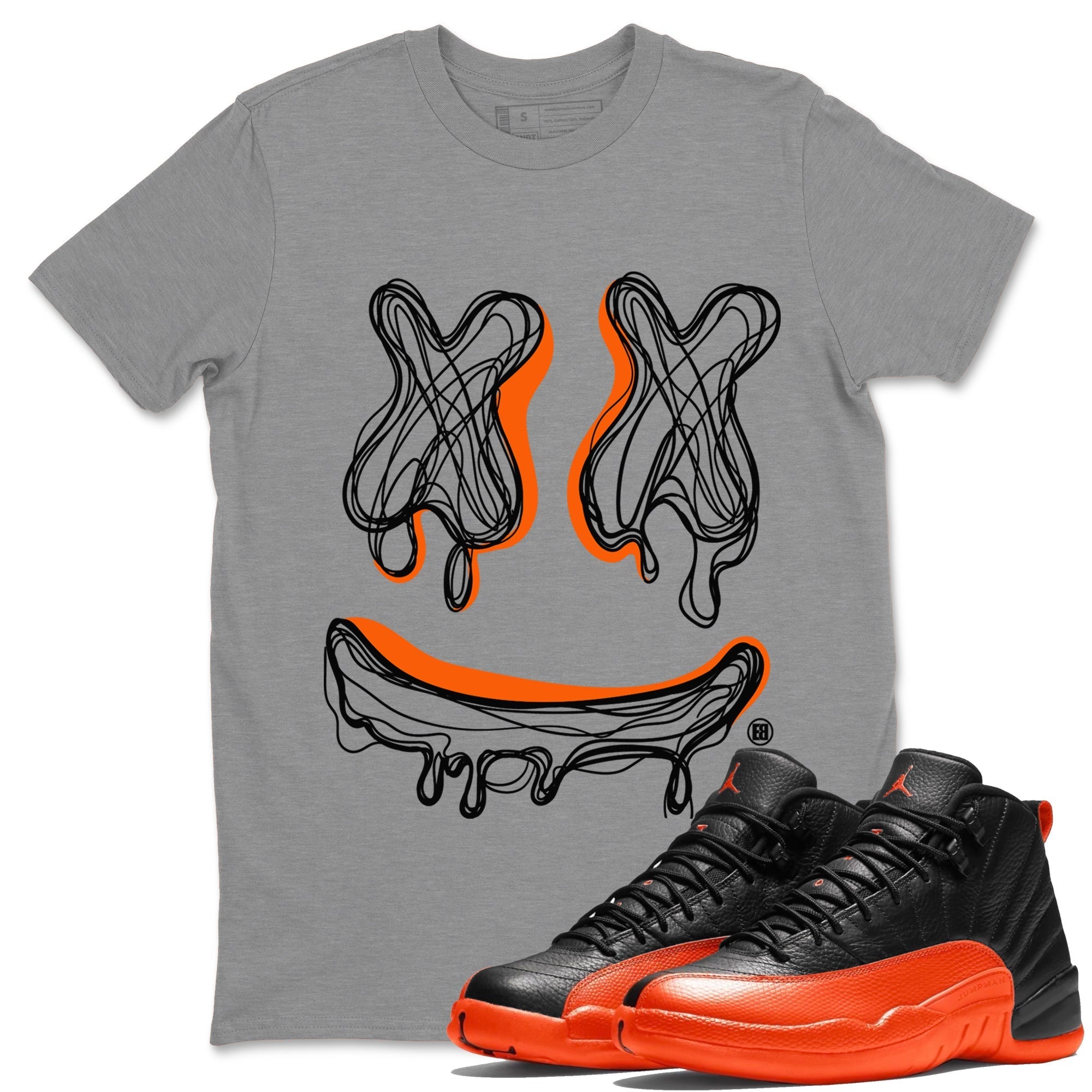 Smile Doodle snkmatch Tees - Air Jordan 12 Brilliant Orange