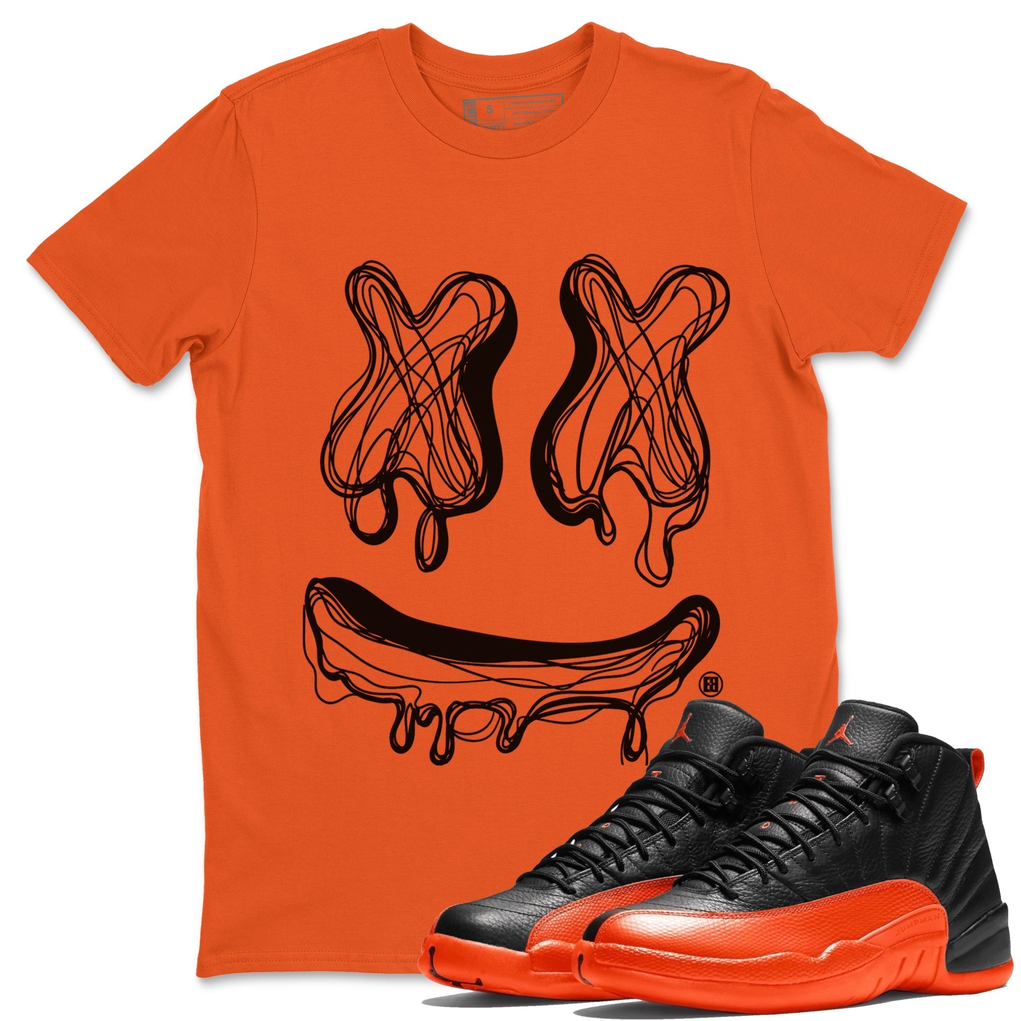 Smile Doodle snkmatch Tees - Air Jordan 12 Brilliant Orange