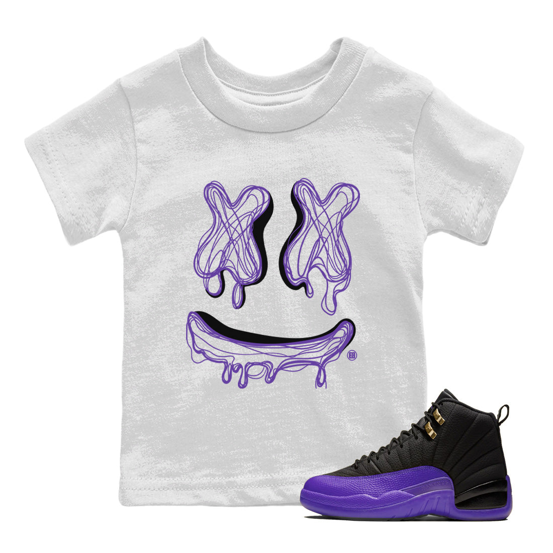 Smile Doodle snkmatch Tees Kids - Air Jordan 12 Field Purple
