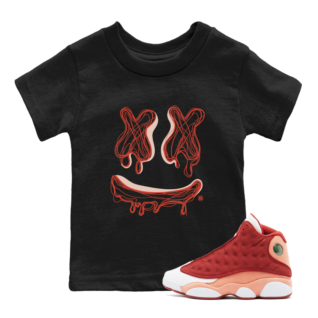 Smile Doodle snkmatch Tees Kids - Air Jordan 13 Dune Red