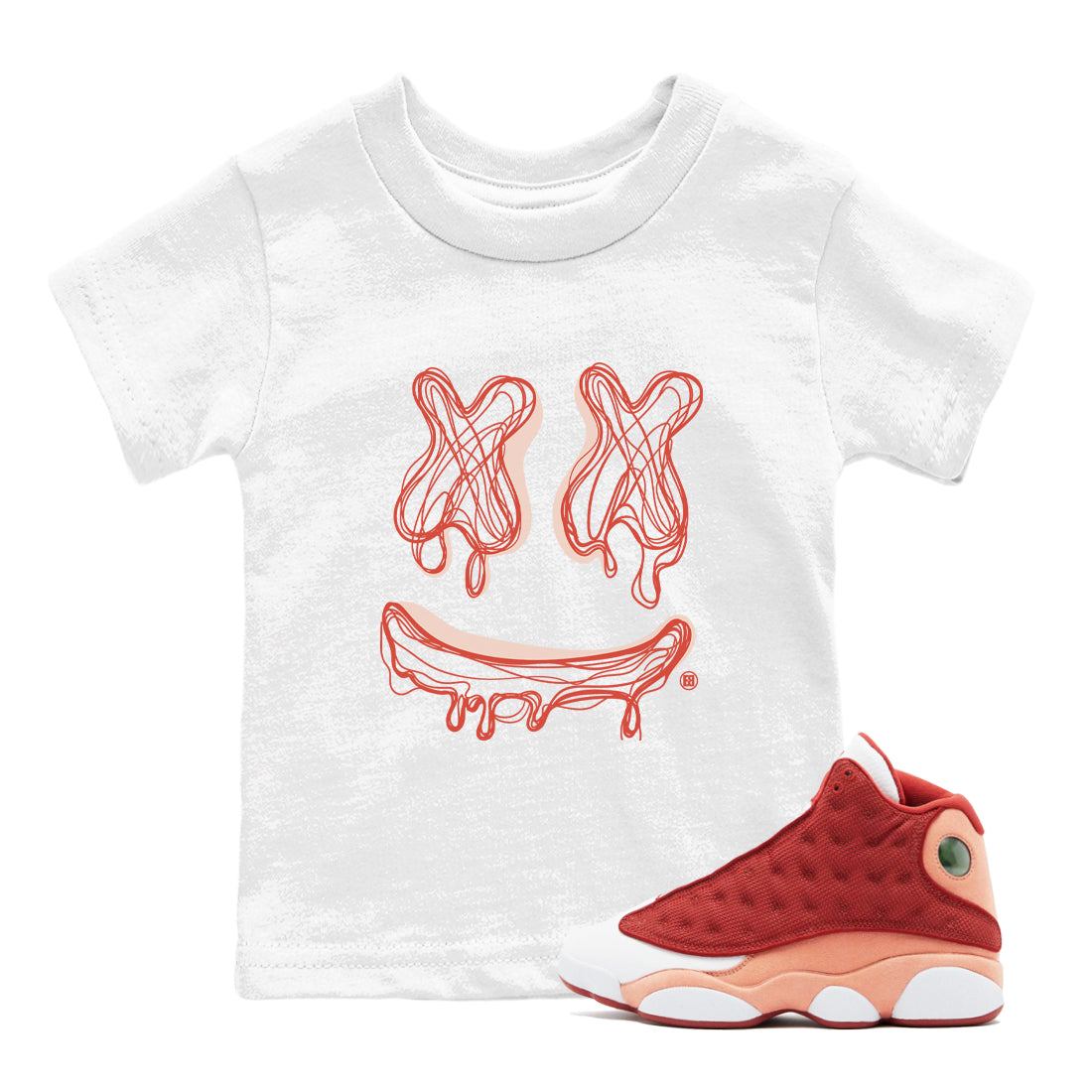 Smile Doodle snkmatch Tees Kids - Air Jordan 13 Dune Red