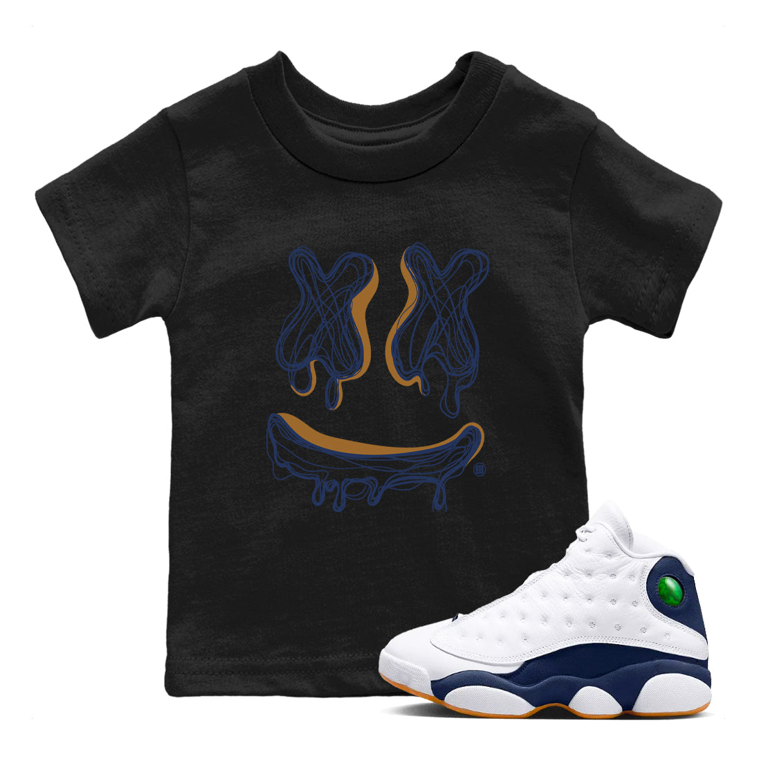 Smile Doodle snkmatch Tees Kids - Air Jordan 13 Midnight Navy