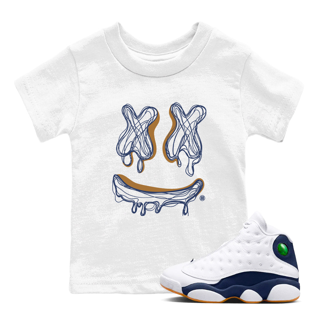Smile Doodle snkmatch Tees Kids - Air Jordan 13 Midnight Navy