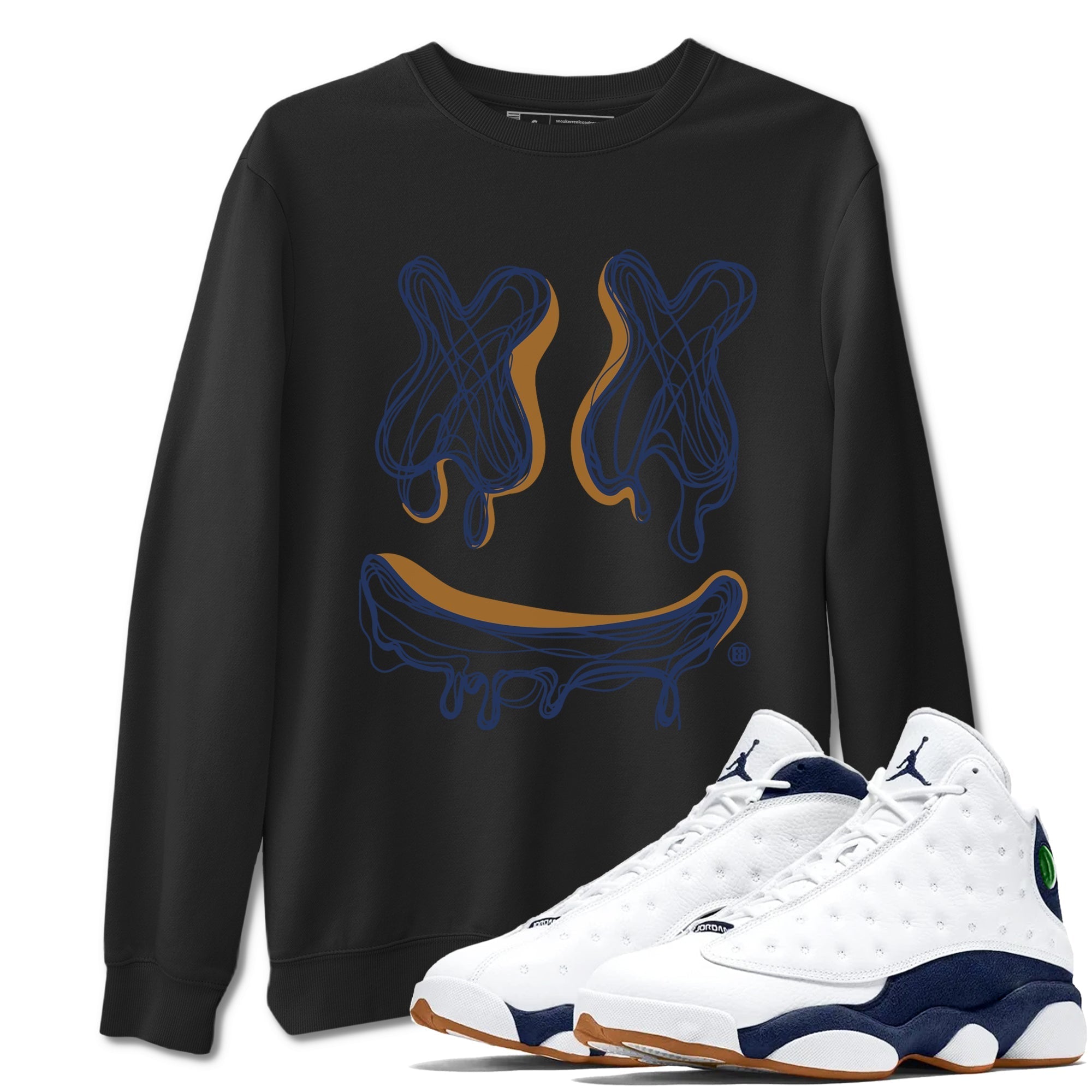 Smile Doodle snkmatch Tees - Air Jordan 13 Midnight Navy
