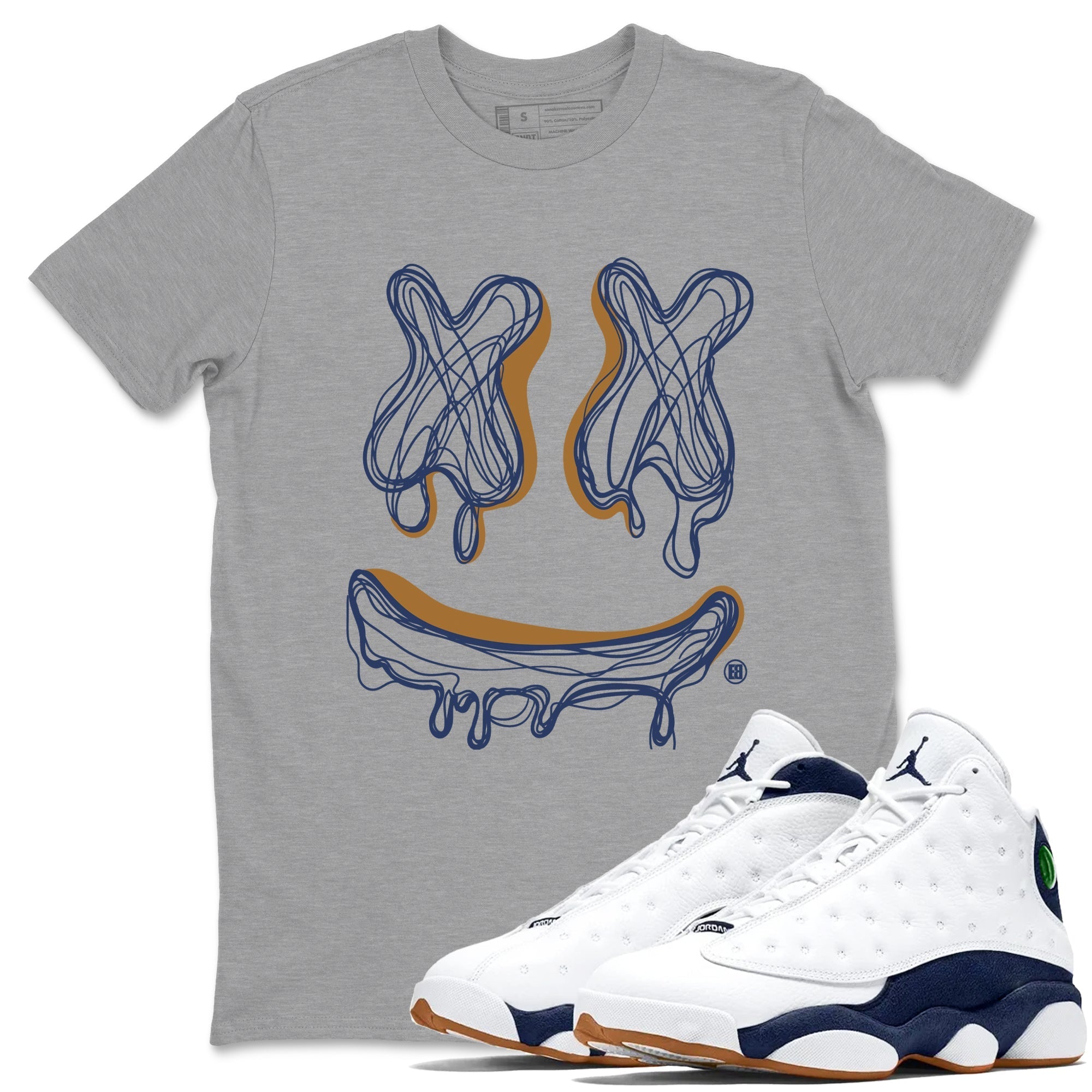 Smile Doodle snkmatch Tees - Air Jordan 13 Midnight Navy