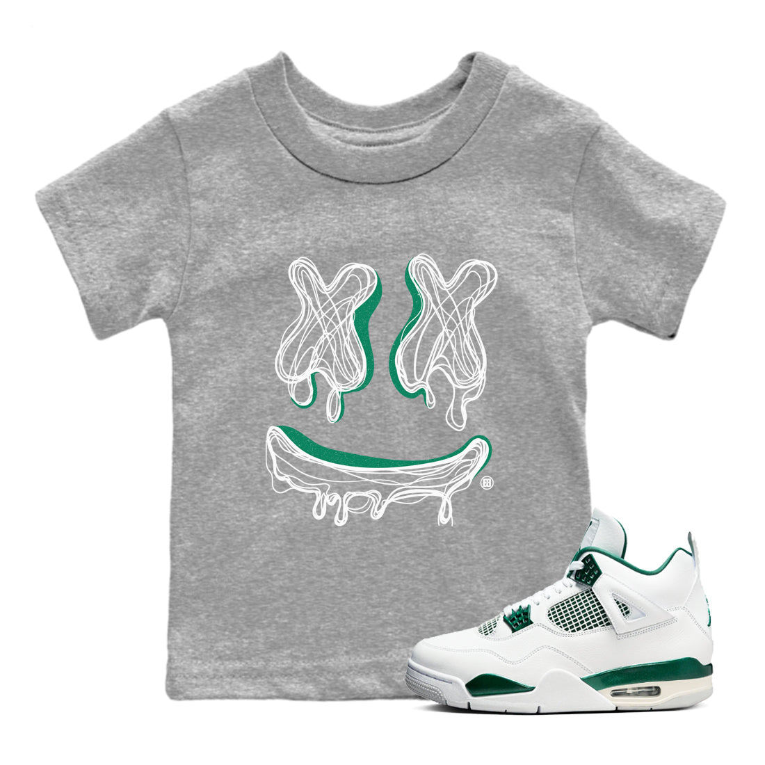 Smile Doodle snkmatch Tees Kids - Air Jordan 4 Oxidized Green