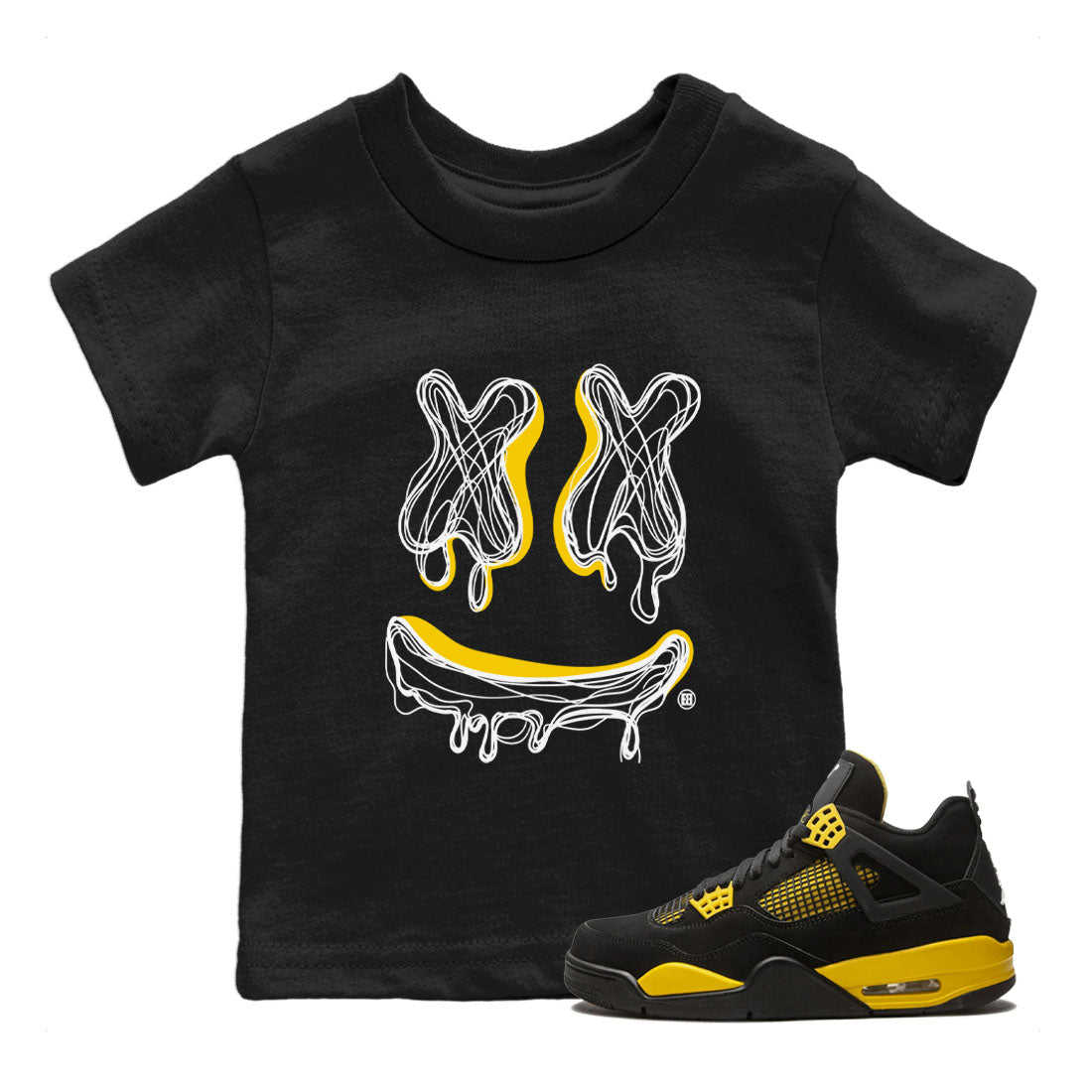 Smile Doodle snkmatch Tees Kids - Air Jordan 4 Thunder