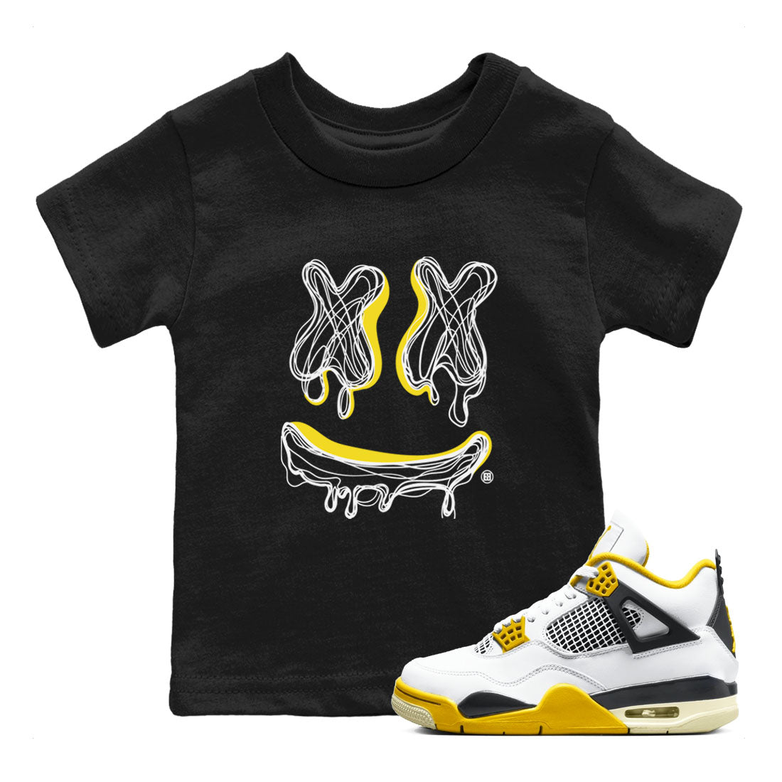 Smile Doodle snkmatch Tees Kids - Air Jordan 4 Vivid Sulfur