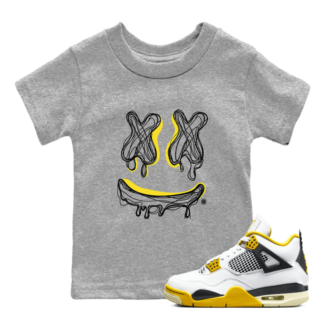 Smile Doodle snkmatch Tees Kids - Air Jordan 4 Vivid Sulfur