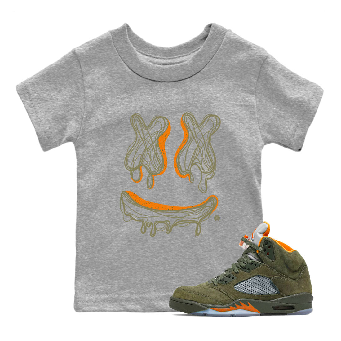 Smile Doodle snkmatch Tees Kids - Air Jordan 5 Olive