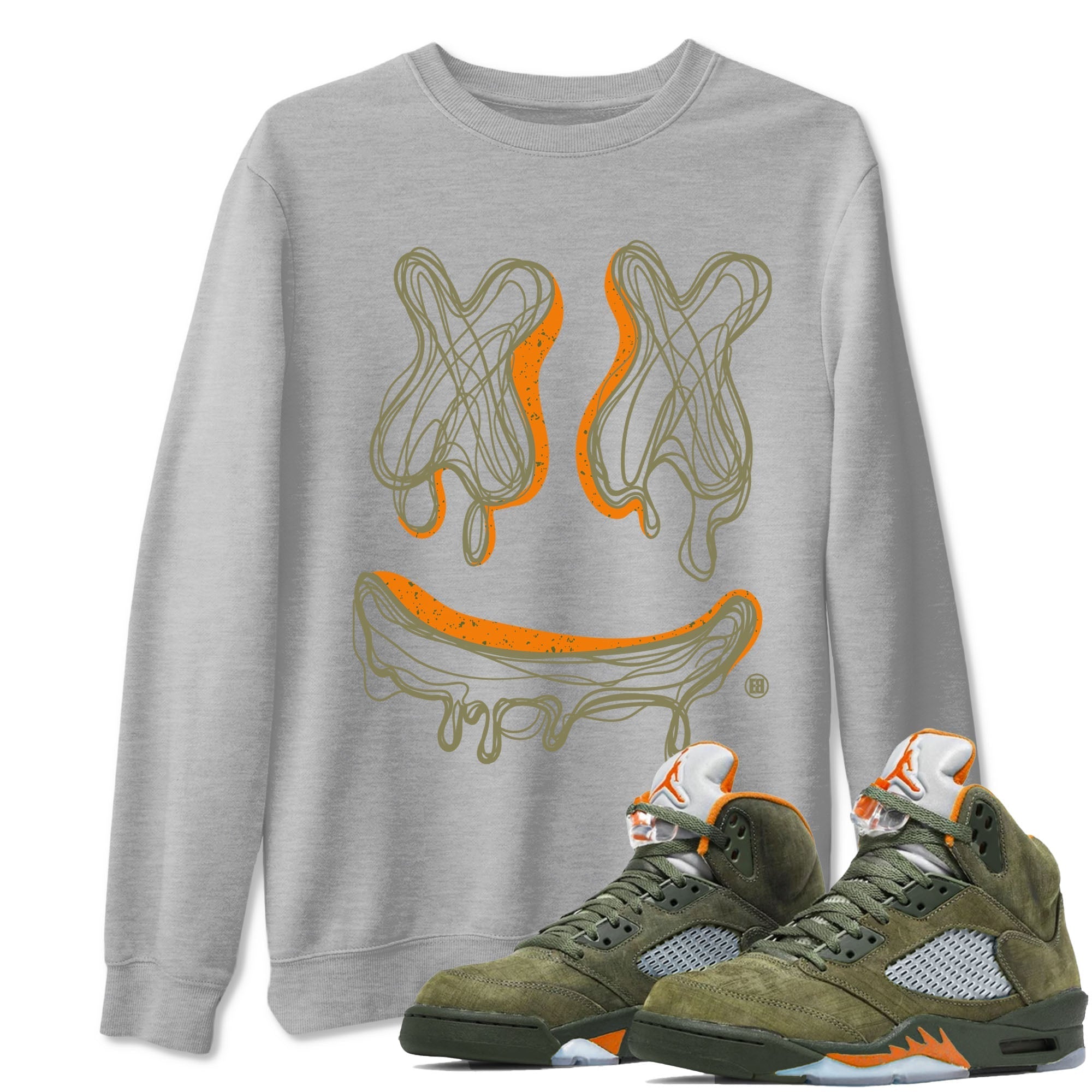 Smile Doodle snkmatch Tees - Air Jordan 5 Olive