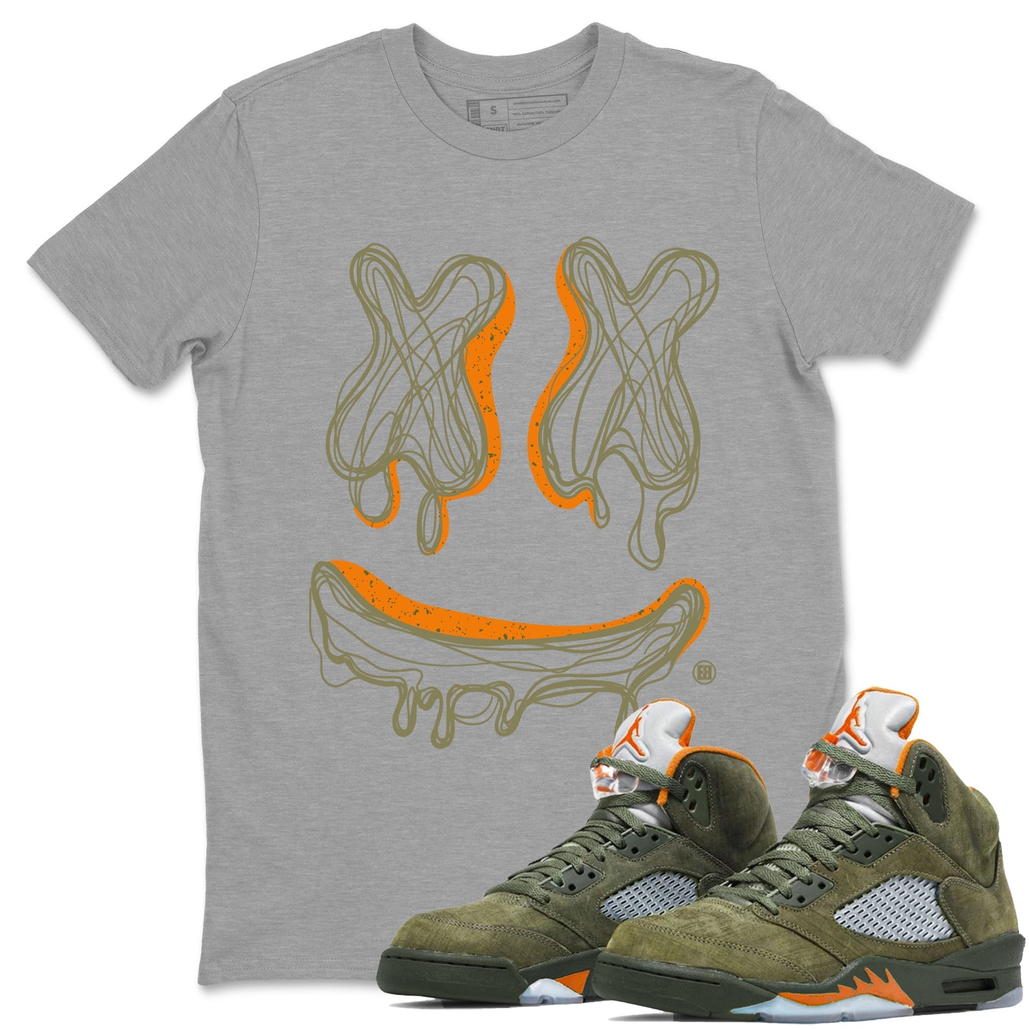 Smile Doodle snkmatch Tees - Air Jordan 5 Olive