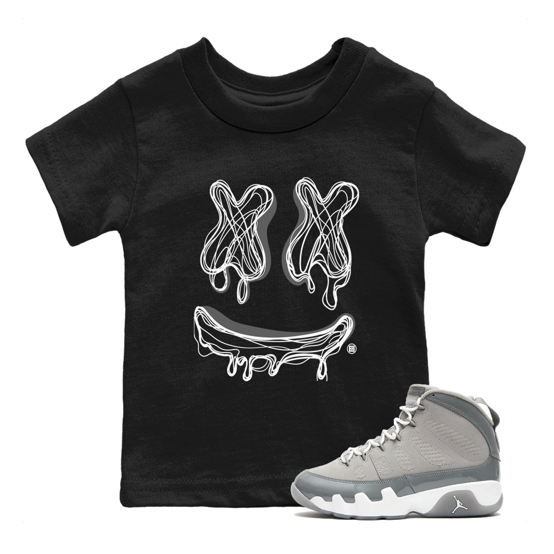 Smile Doodle snkmatch Tees Kids - Air Jordan 9 Cool Grey