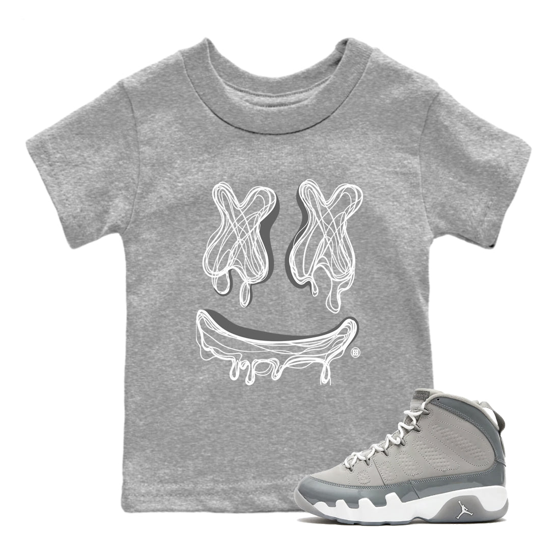 Smile Doodle snkmatch Tees Kids - Air Jordan 9 Cool Grey