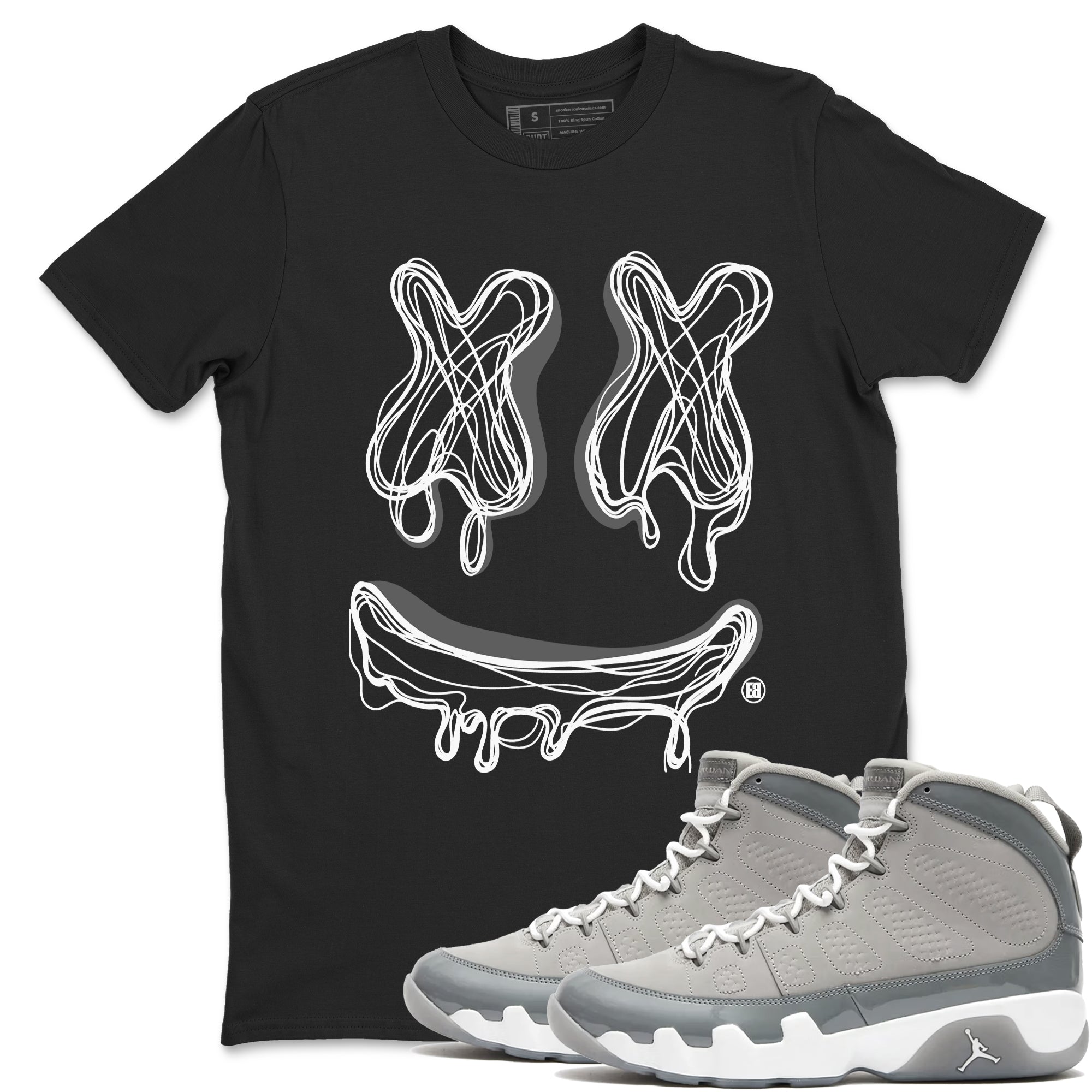 Smile Doodle snkmatch Tees - Air Jordan 9 Cool Grey