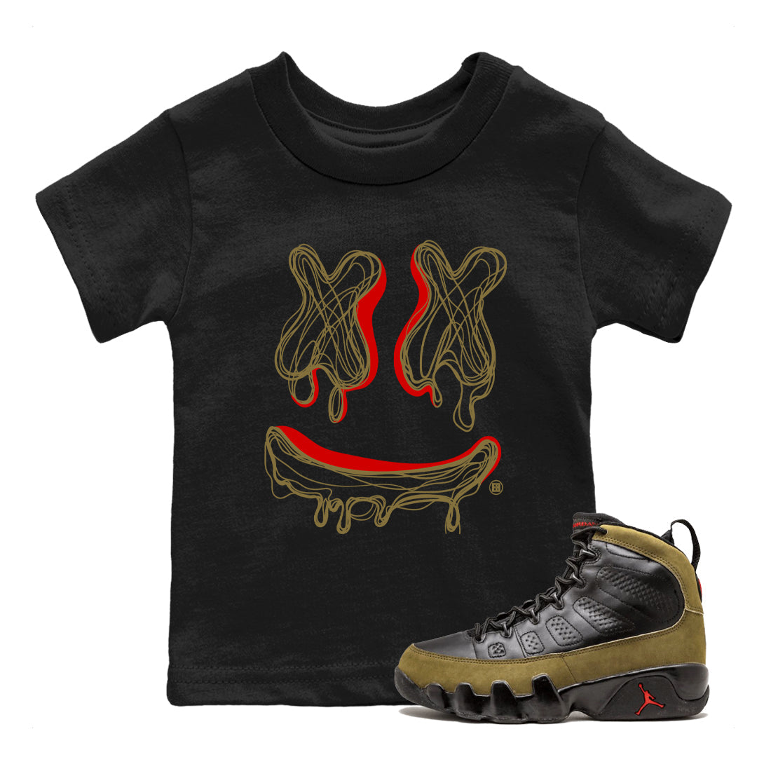 Smile Doodle snkmatch Tees Kids - Air Jordan 9 Olive