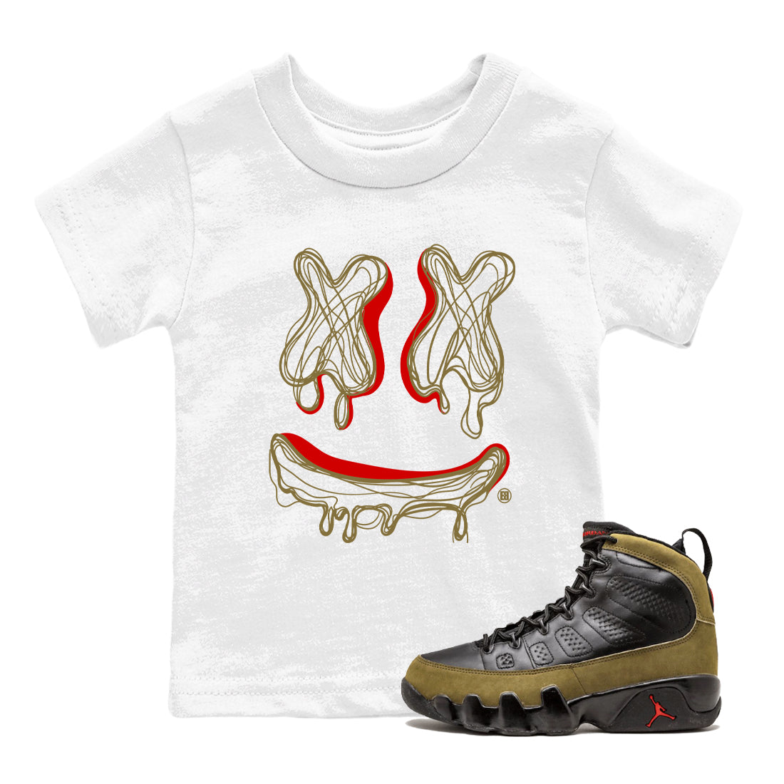 Smile Doodle snkmatch Tees Kids - Air Jordan 9 Olive