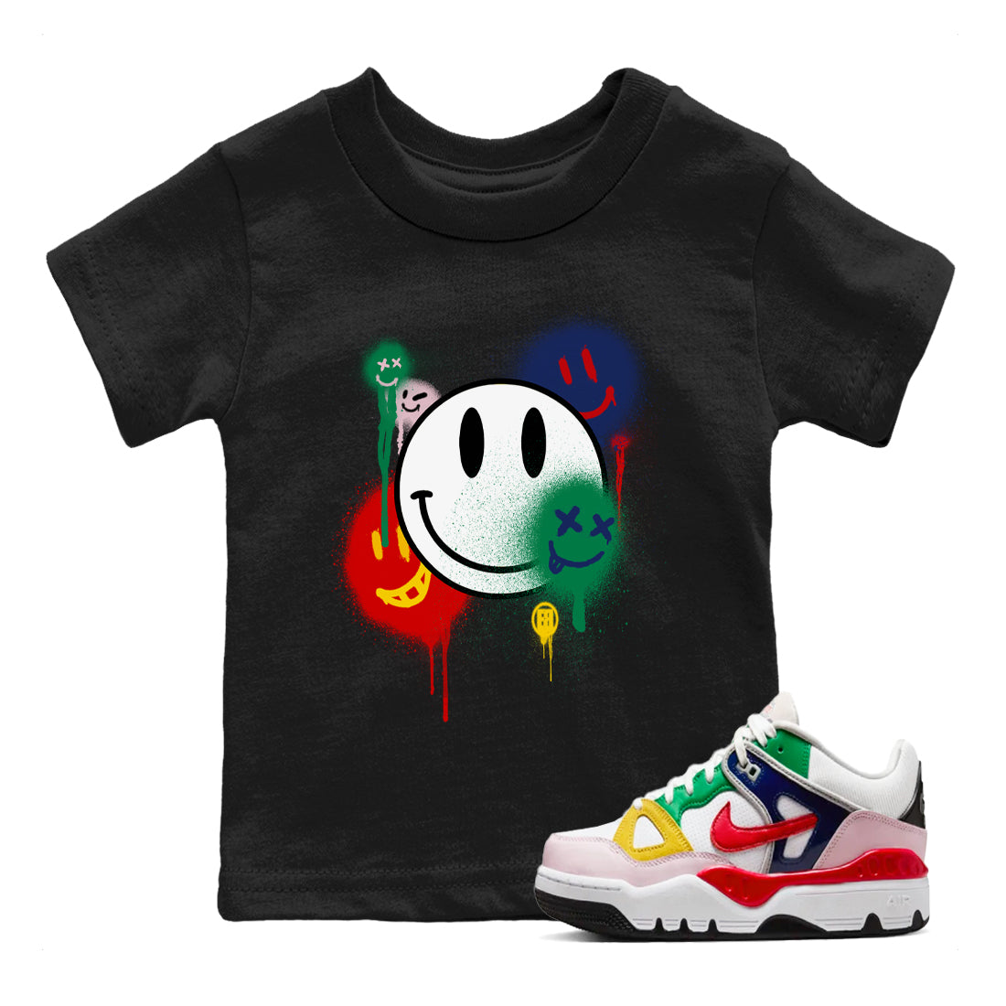 Smile Painting snkmatch Tees Kids - Air Force 3 Blue Void and Tour Yellow