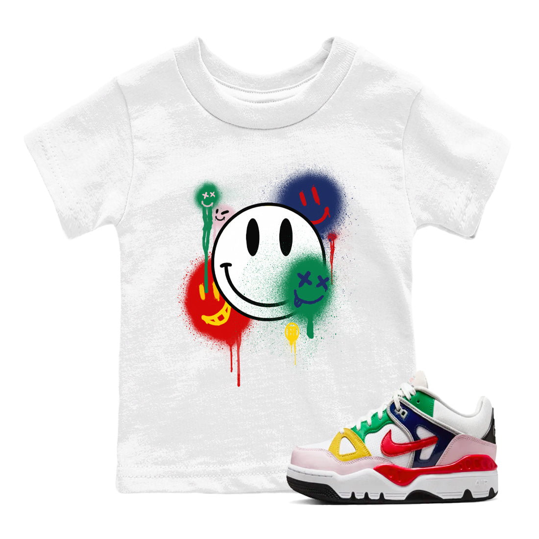 Smile Painting snkmatch Tees Kids - Air Force 3 Blue Void and Tour Yellow