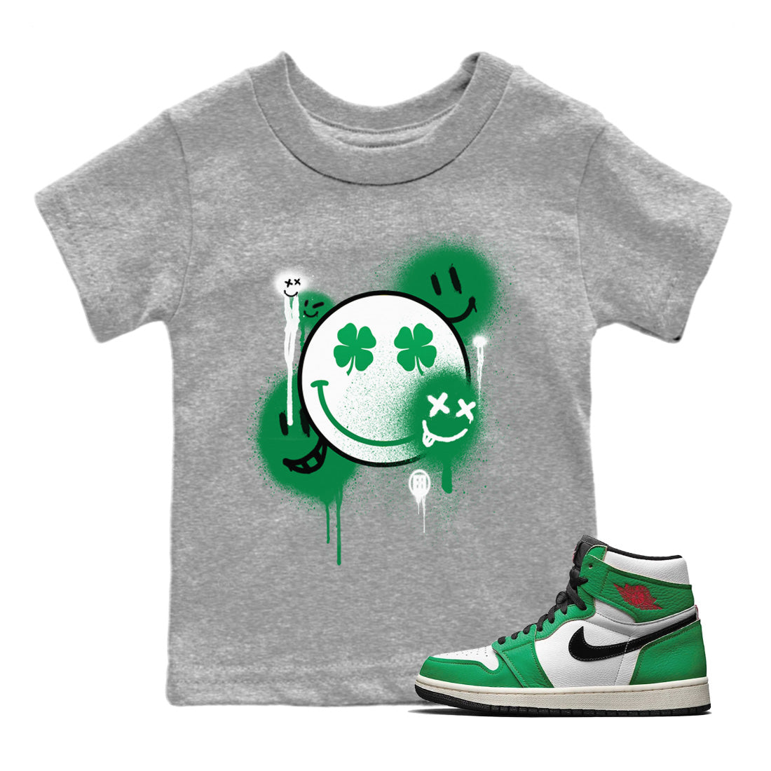 Smile Painting Kids Tops - Air Jordan 1 Lucky Green