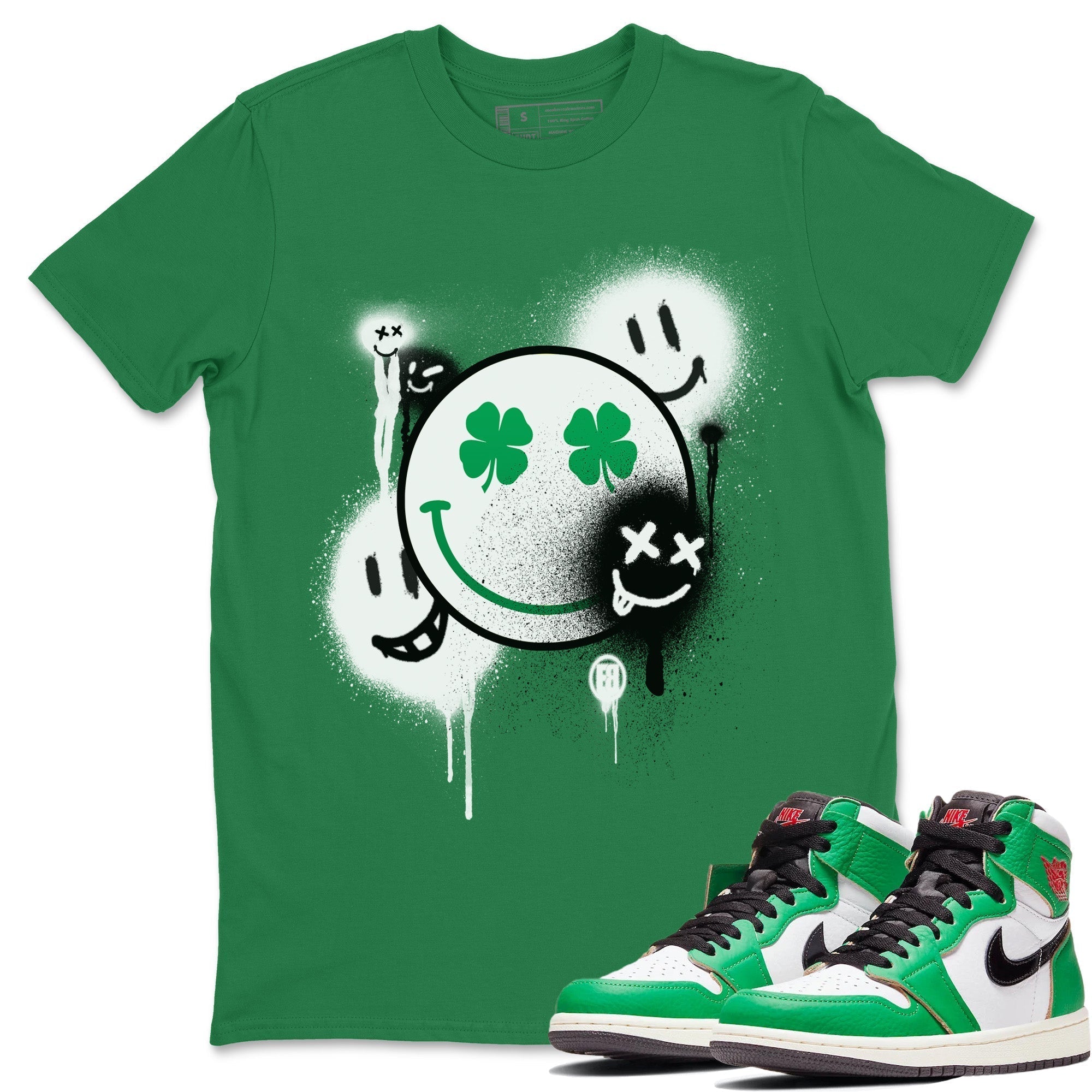 Smile Painting Unisex Tops - Air Jordan 1 Lucky Green