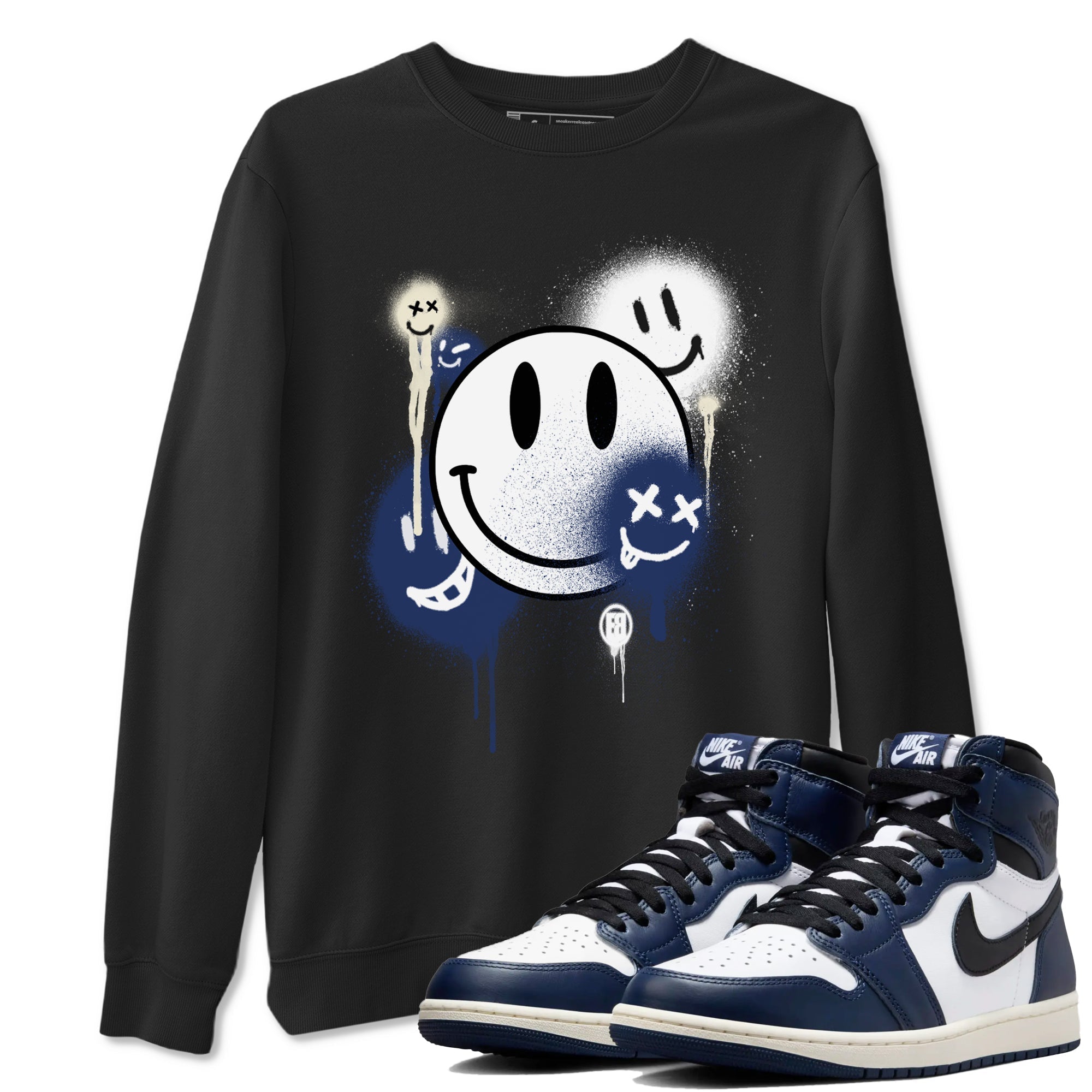 Smile Painting snkmatch Tees - Air Jordan 1 Midnight Navy