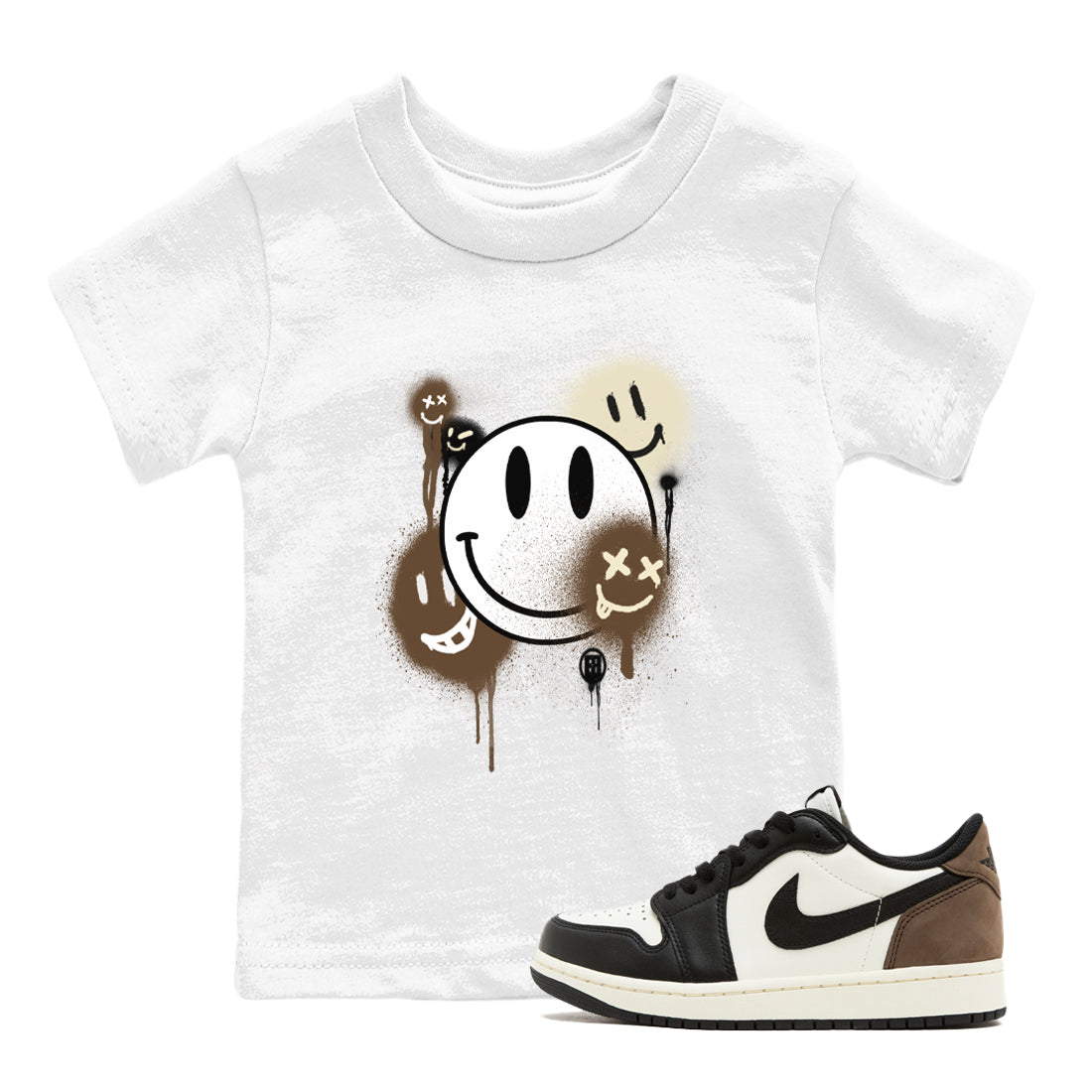 Smile Painting snkmatch Tees Kids - Air Jordan 1 Mocha
