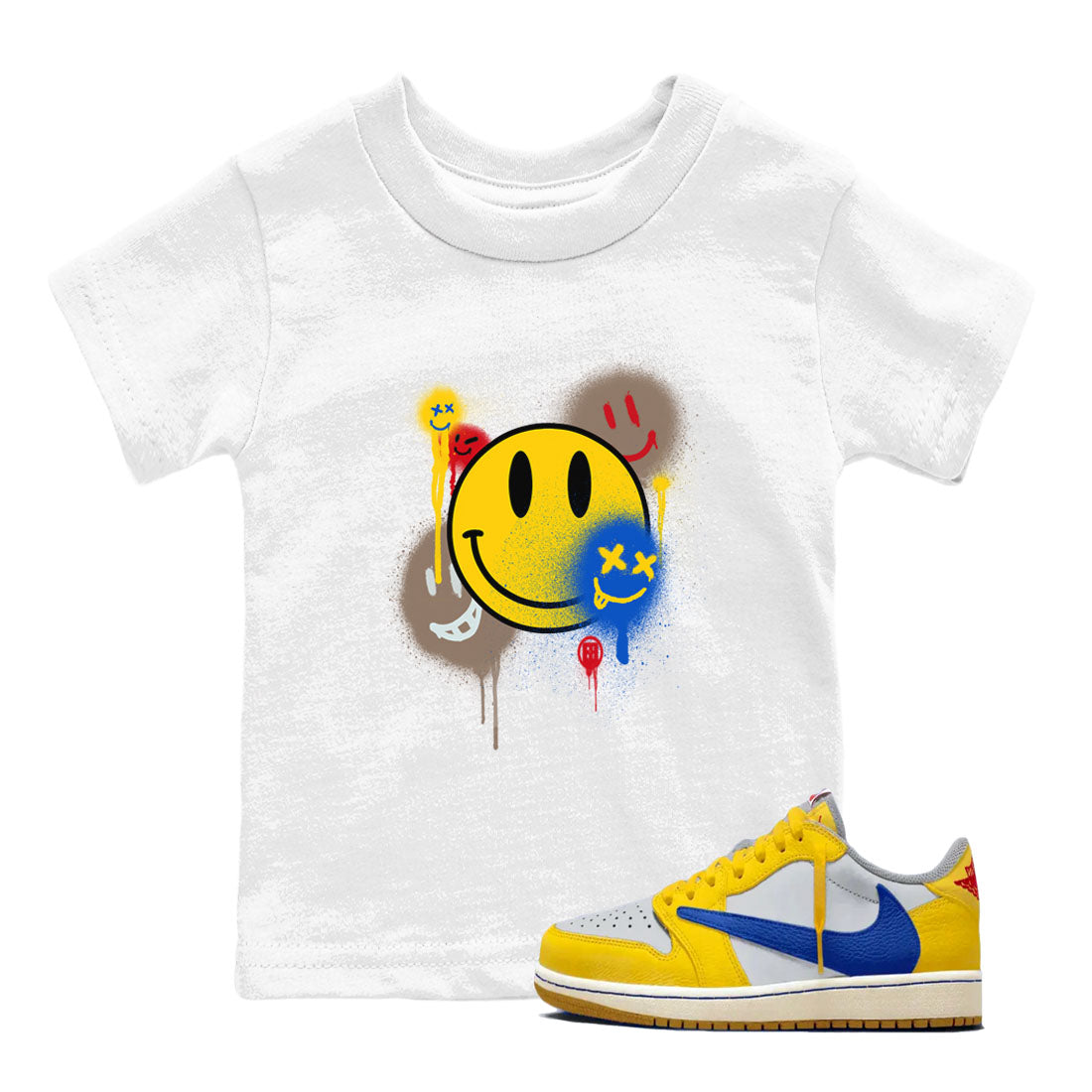 Smile Painting snkmatch Tees Kids - Air Jordan 1 Travis Scott Canary