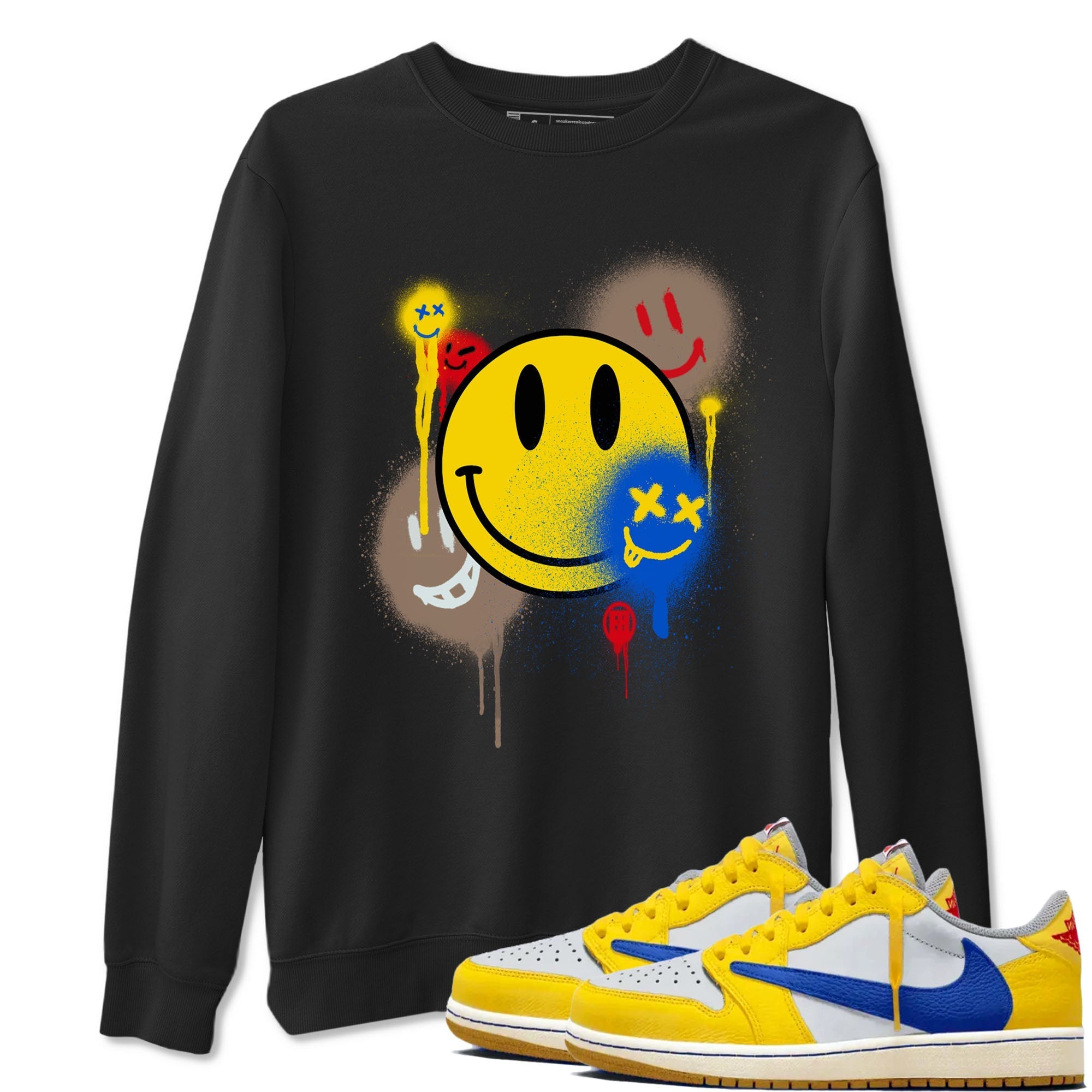 Smile Painting snkmatch Tees - Air Jordan 1 Travis Scott Canary