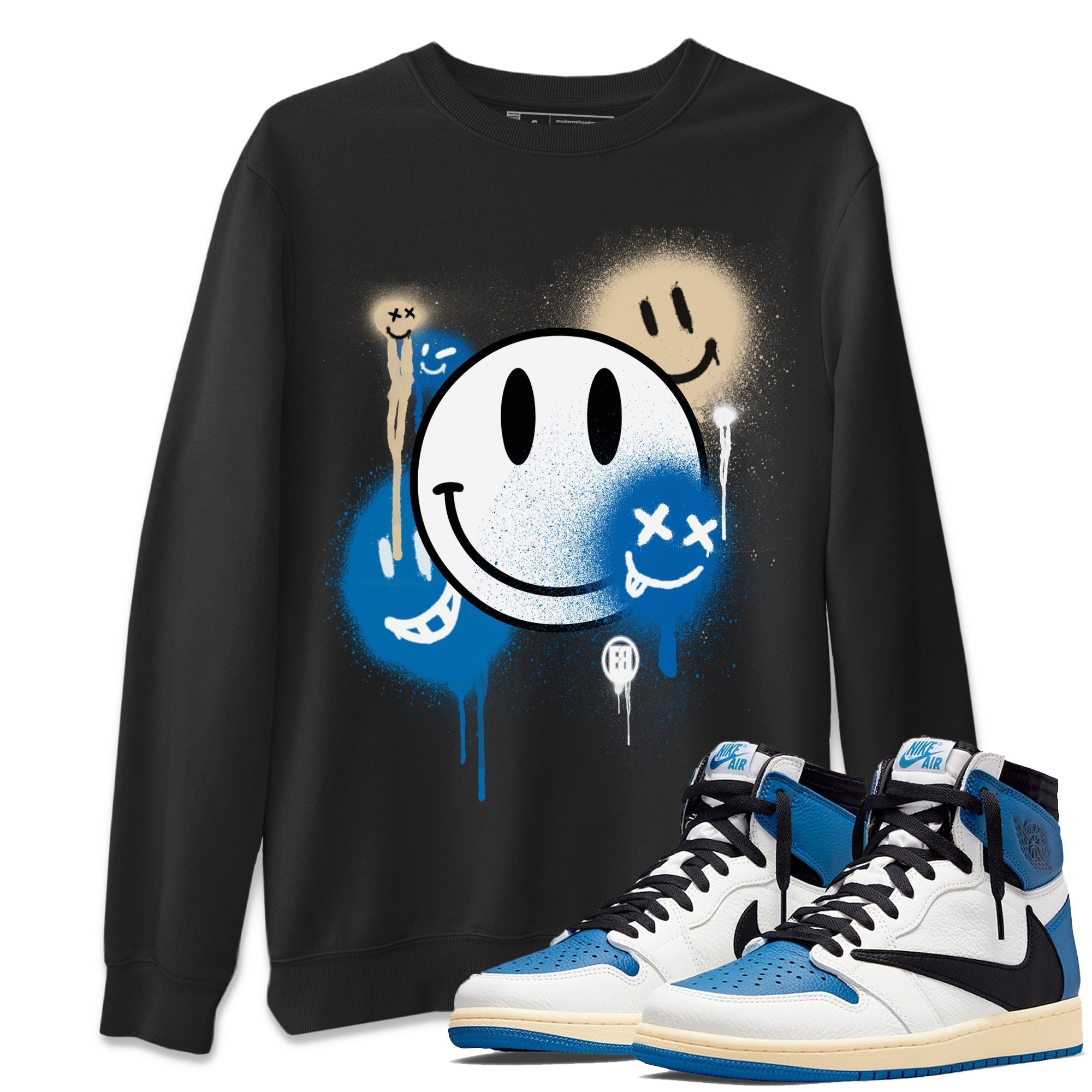 Smile Painting Unisex Tops - Air Jordan 1 Travis Scott Fragment