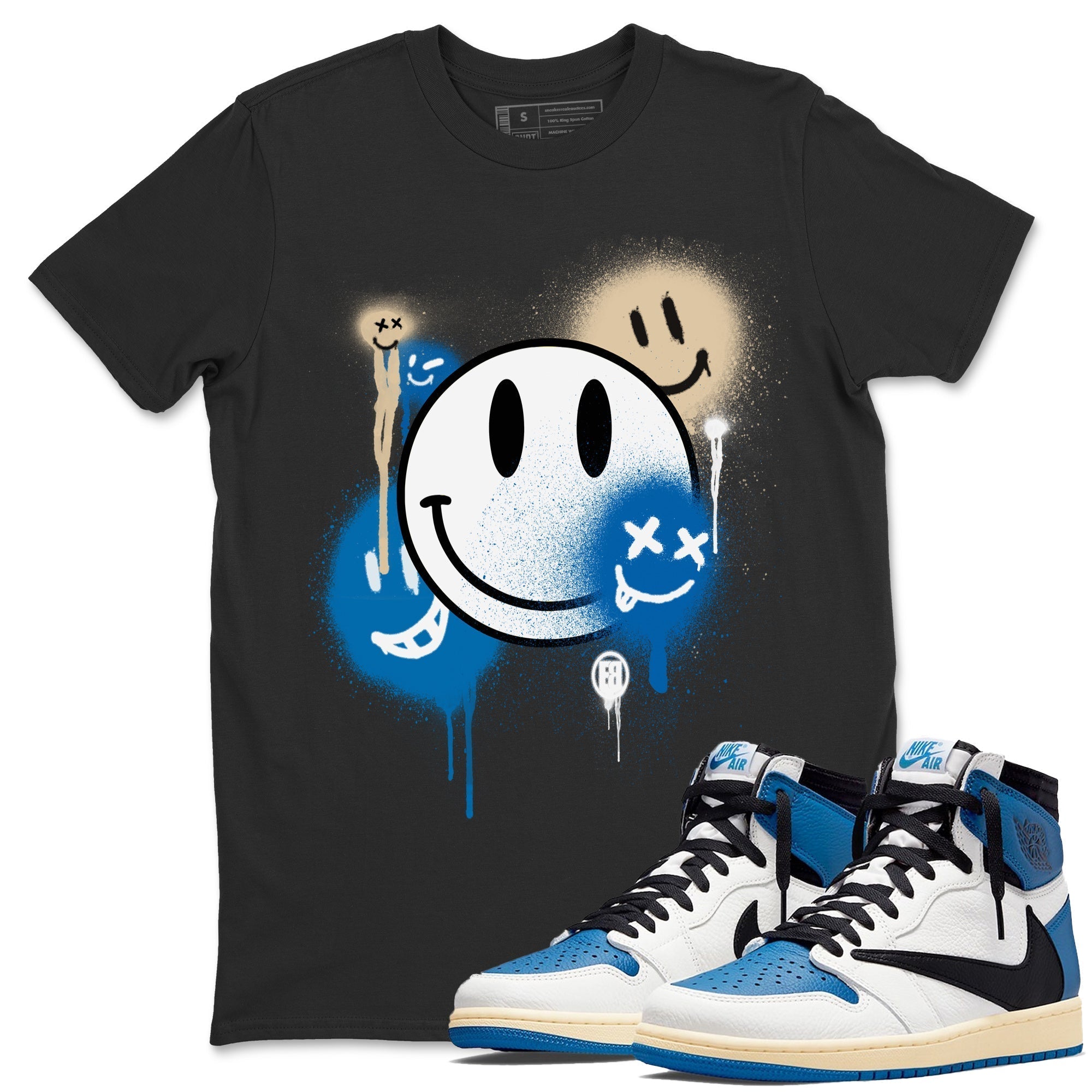 Smile Painting Unisex Tops - Air Jordan 1 Travis Scott Fragment