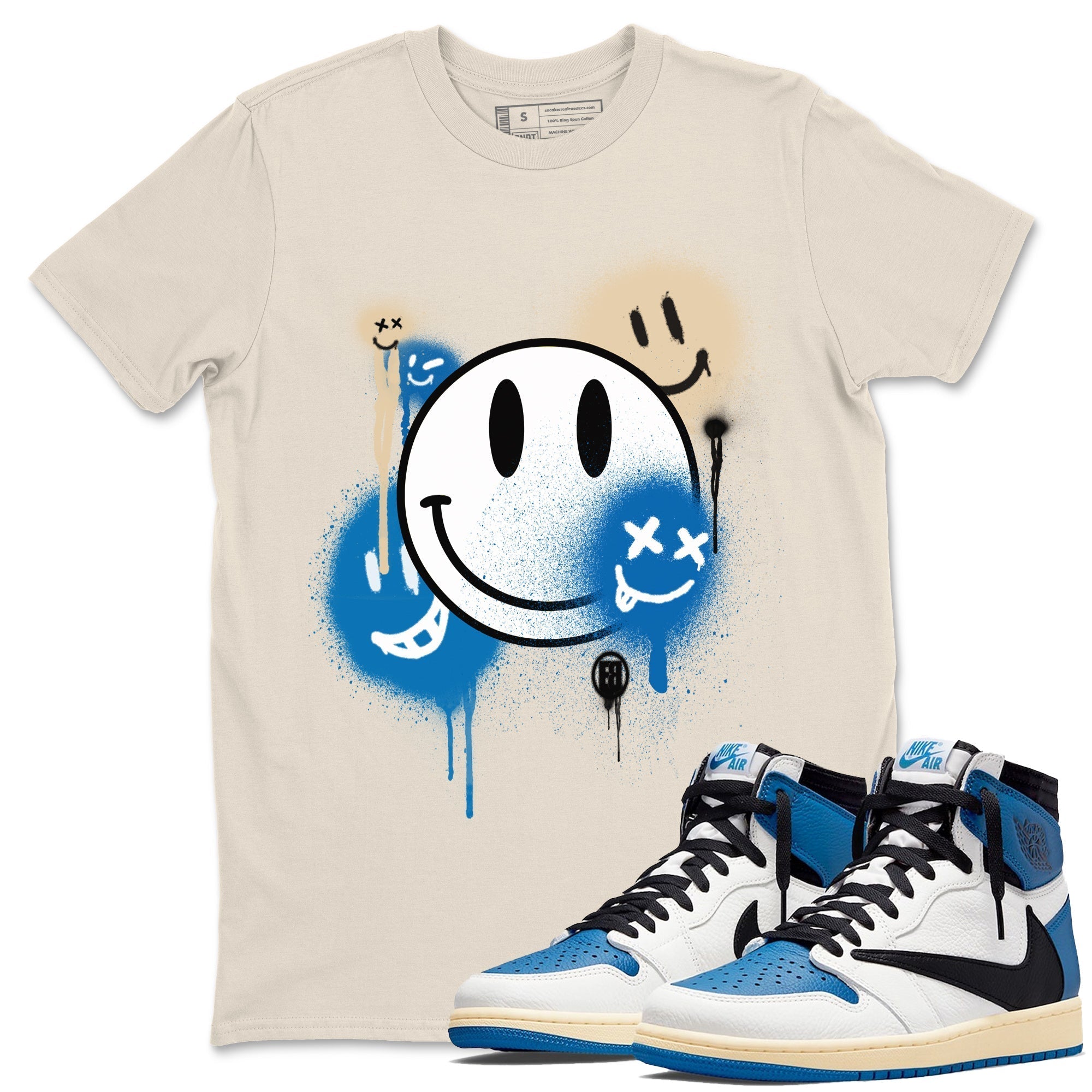 Smile Painting Unisex Tops - Air Jordan 1 Travis Scott Fragment