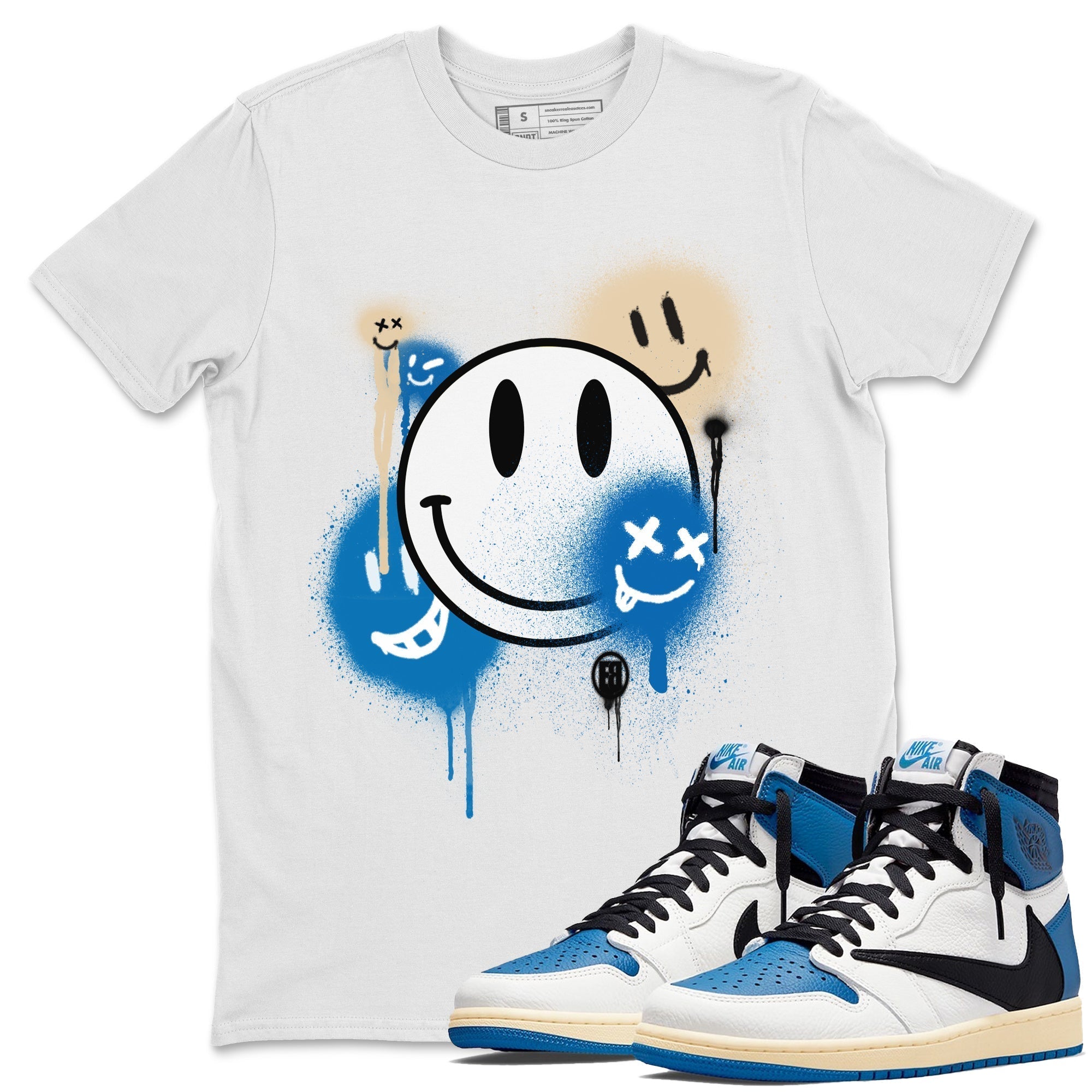 Smile Painting Unisex Tops - Air Jordan 1 Travis Scott Fragment